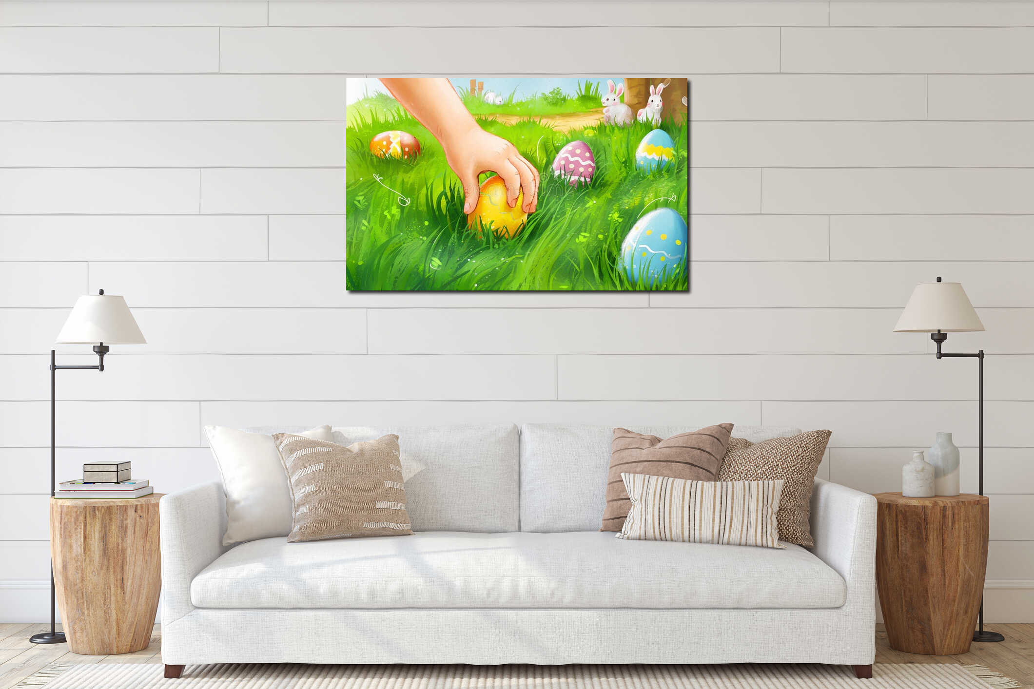 Canvas hanging interior mockup