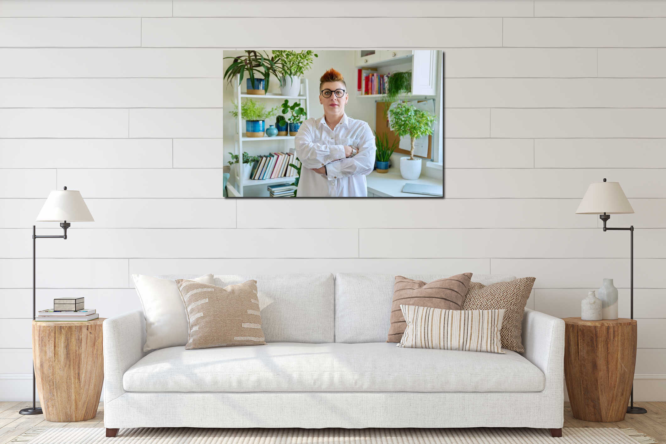 Canvas hanging interior mockup