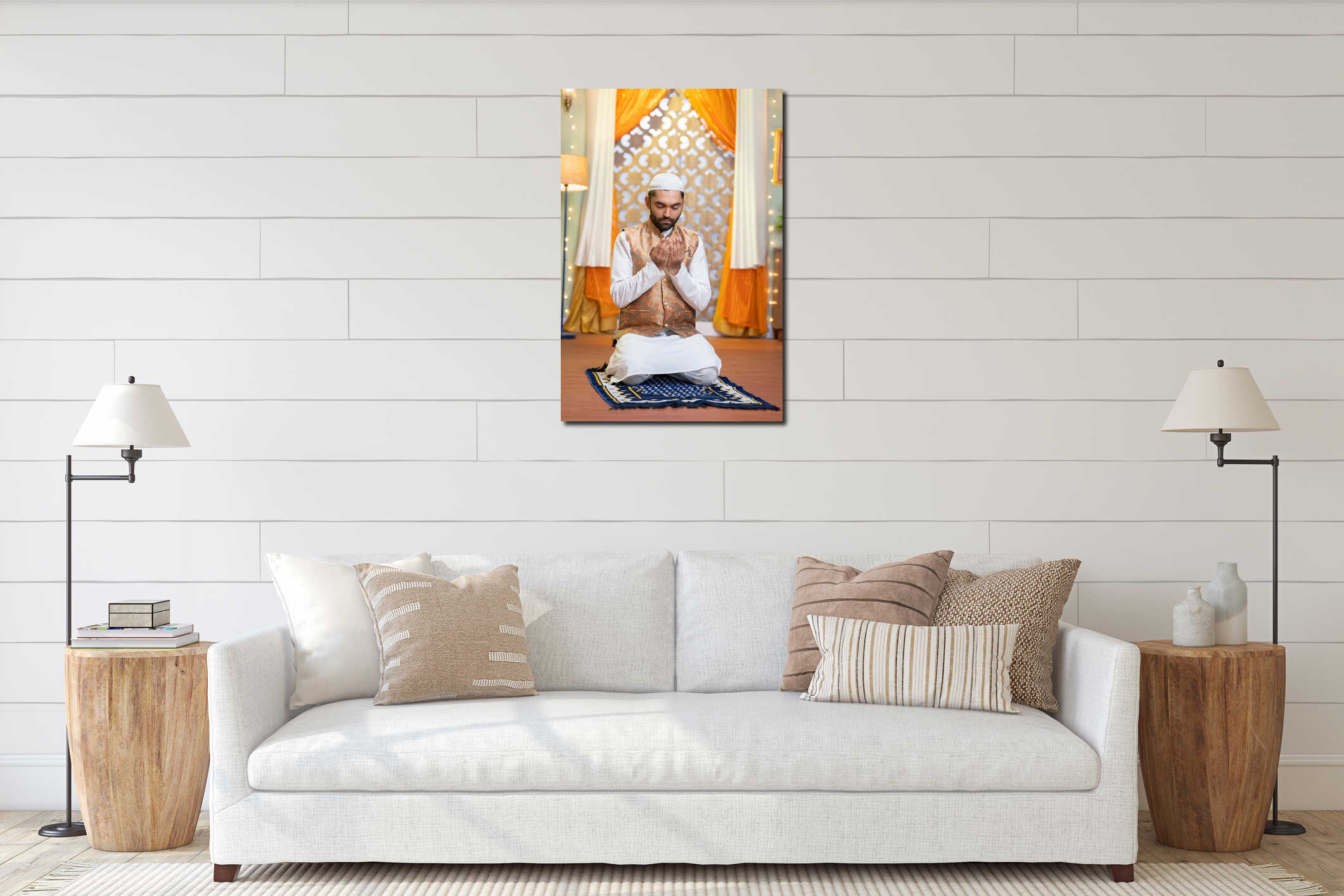 Canvas hanging interior mockup