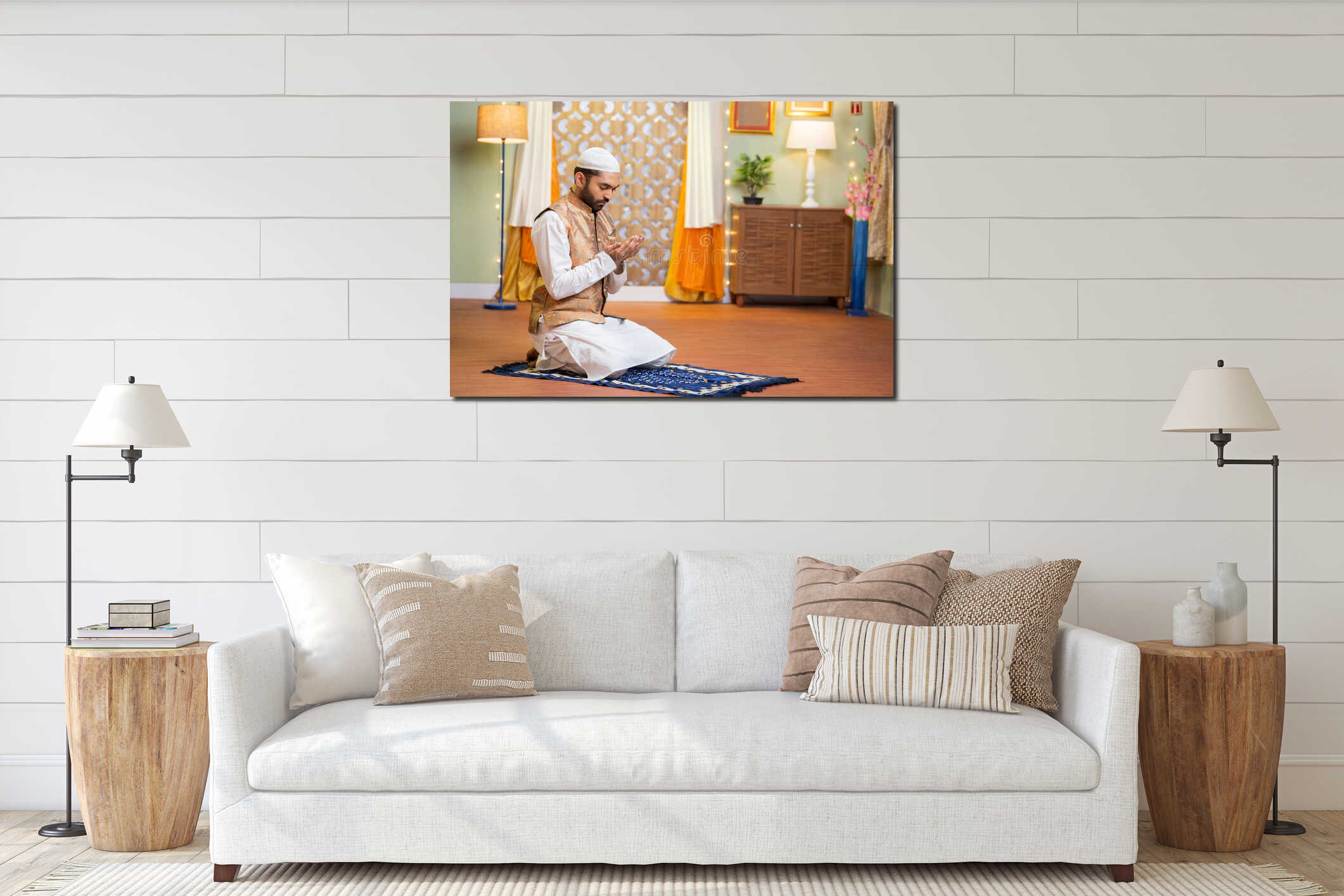 Canvas hanging interior mockup