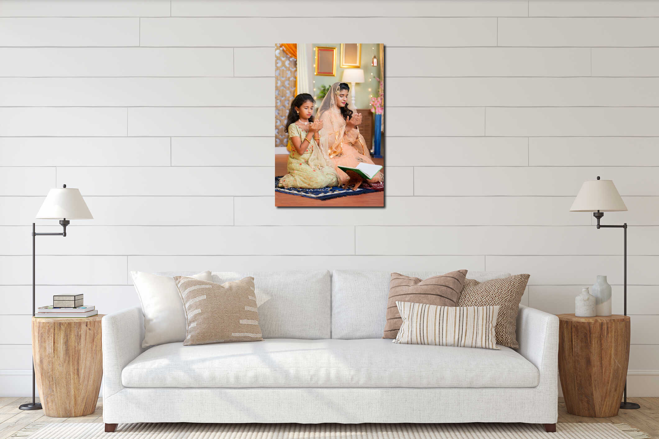 Canvas hanging interior mockup