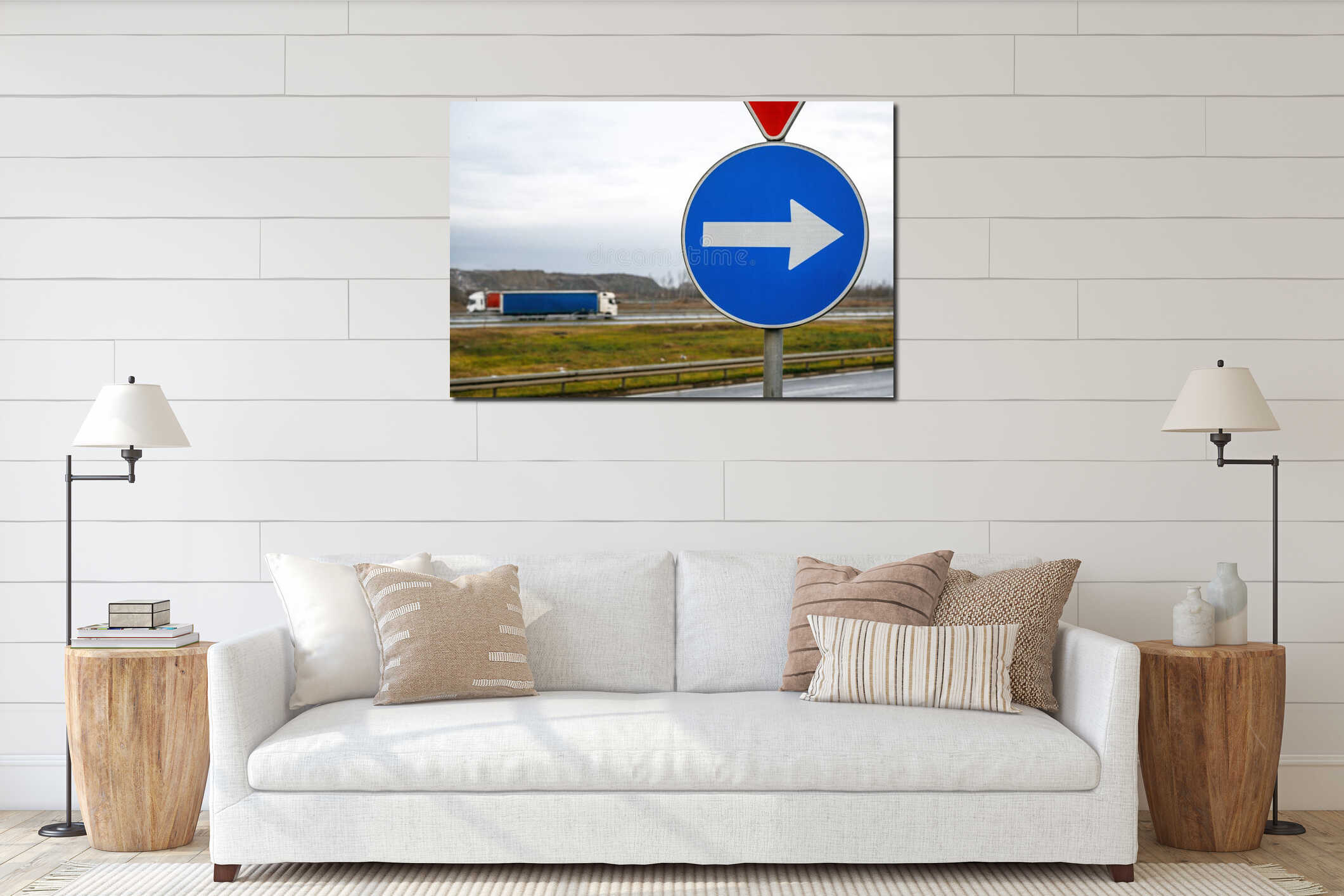 Canvas hanging interior mockup