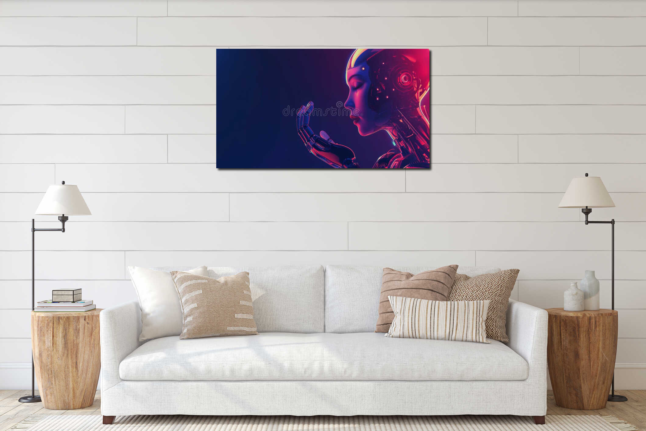 Canvas hanging interior mockup