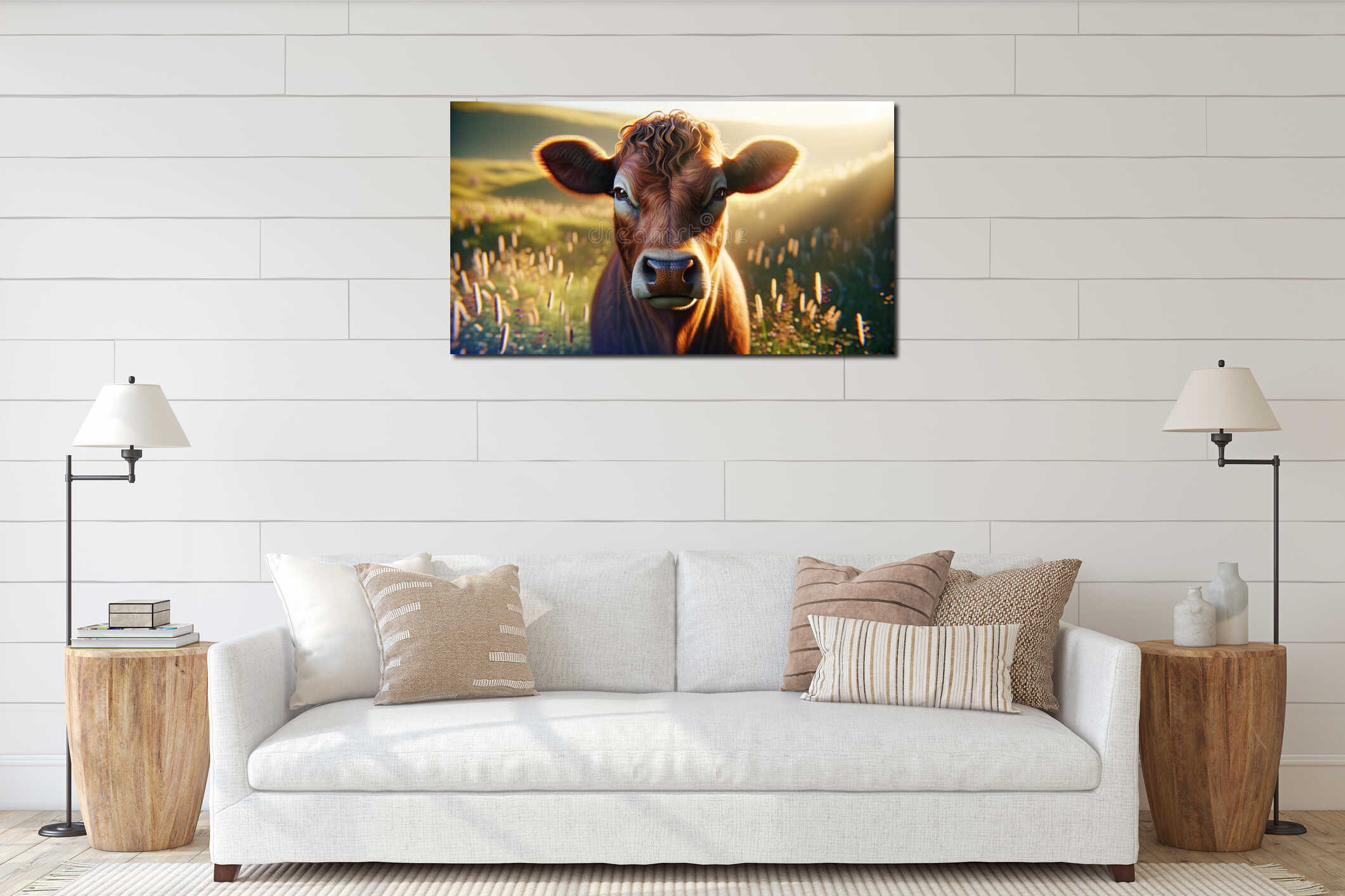 Canvas hanging interior mockup
