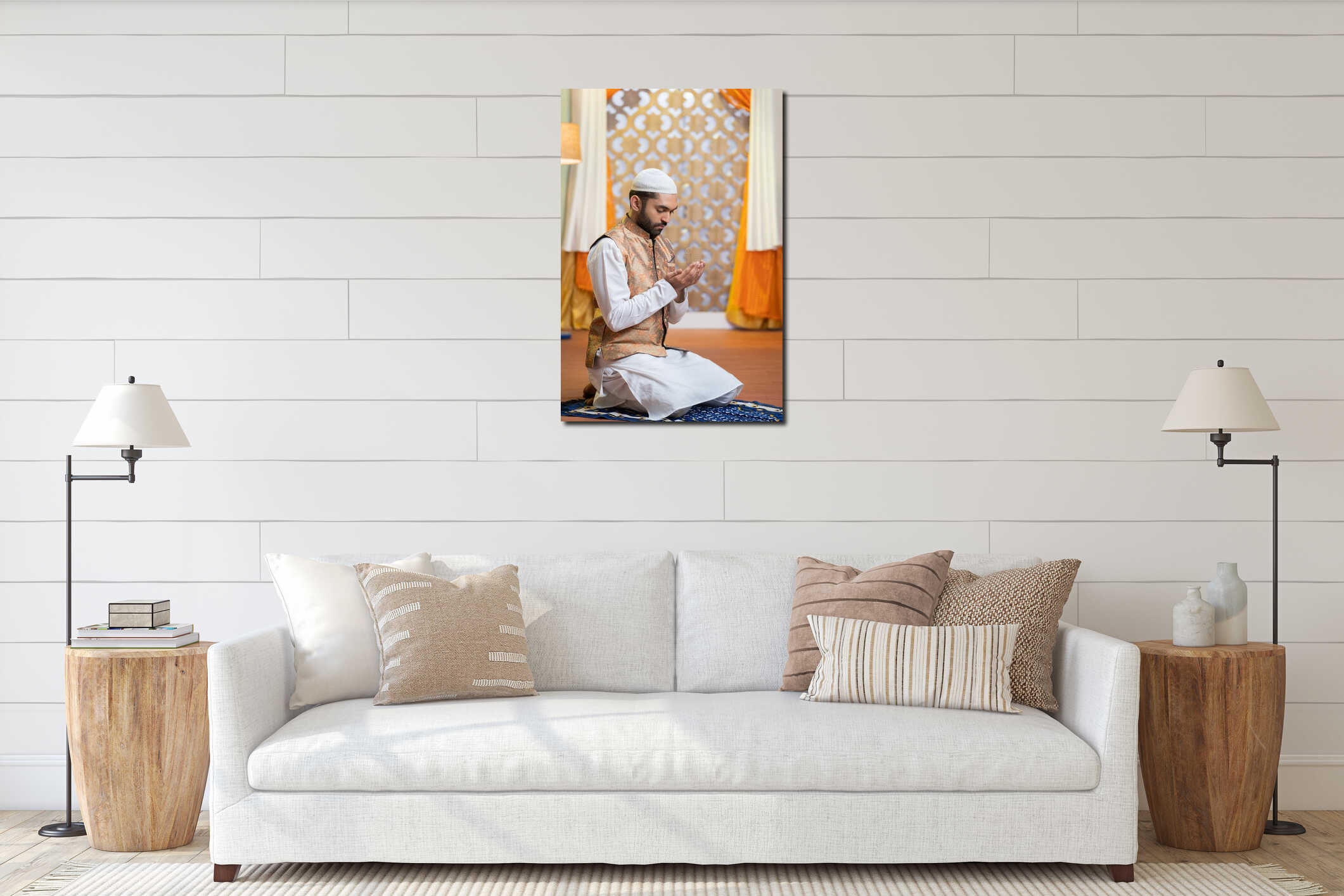 Canvas hanging interior mockup