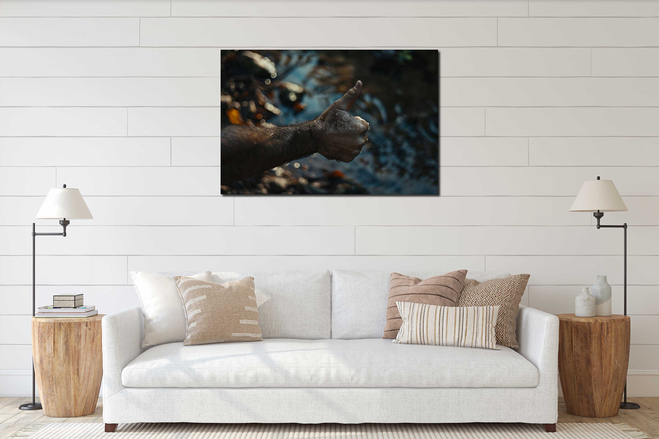 Canvas hanging interior mockup
