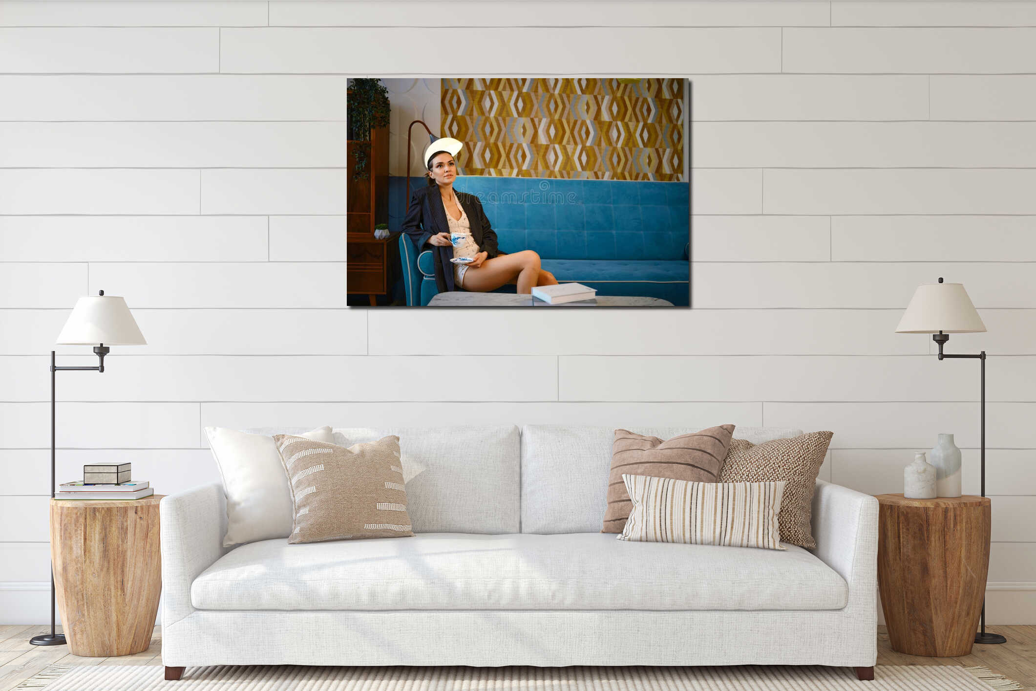Canvas hanging interior mockup