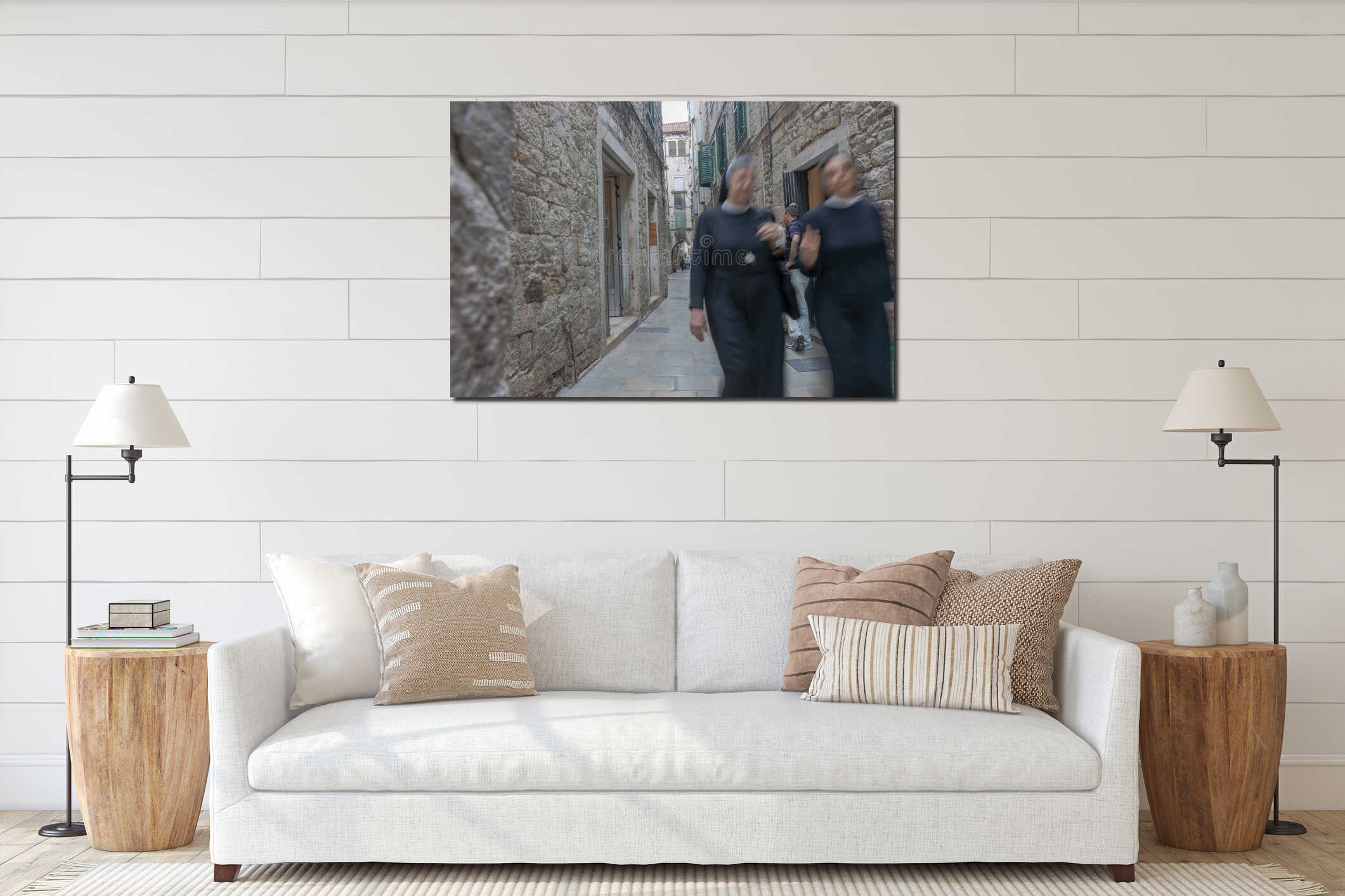 Canvas hanging interior mockup