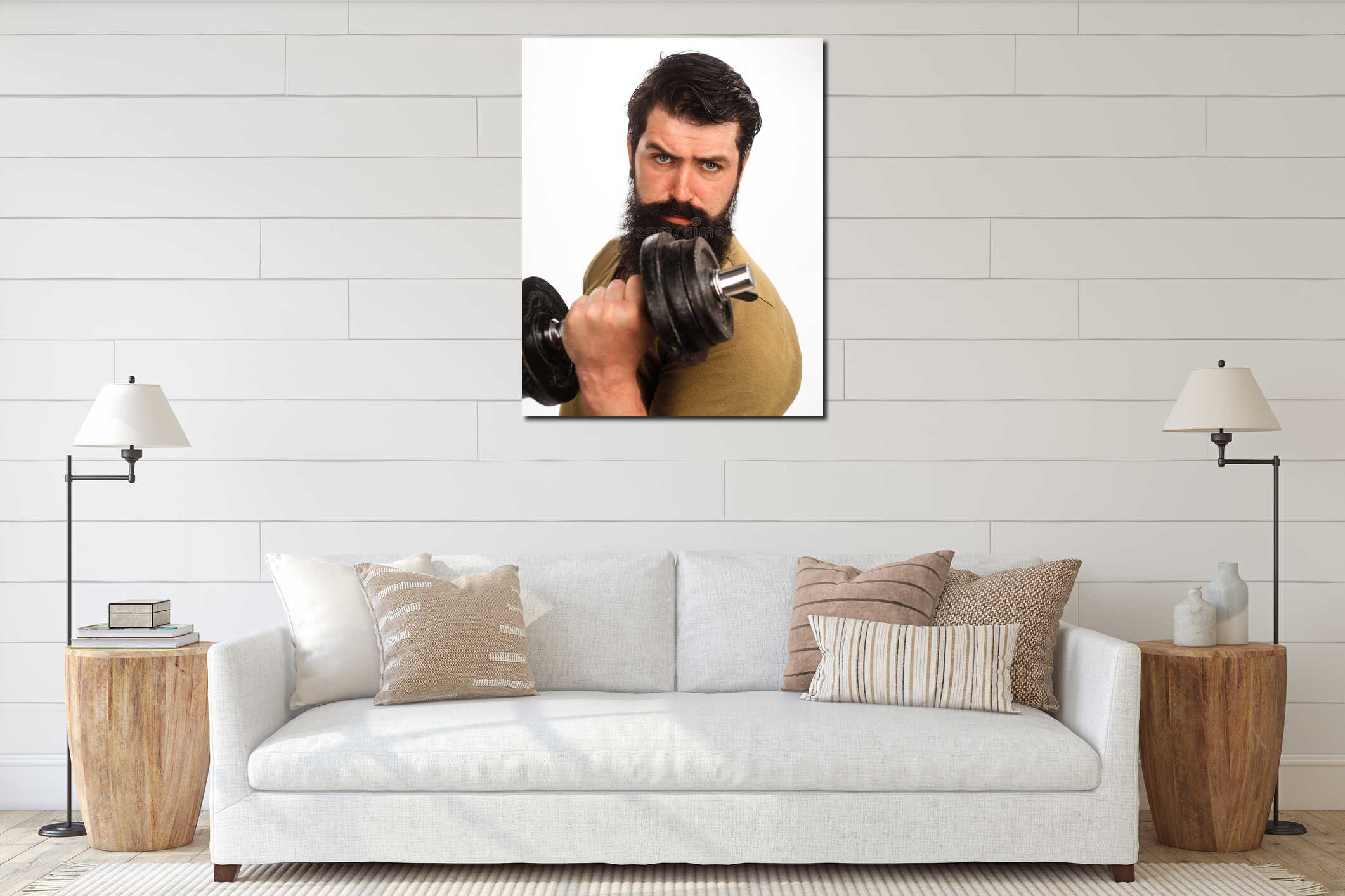 Canvas hanging interior mockup