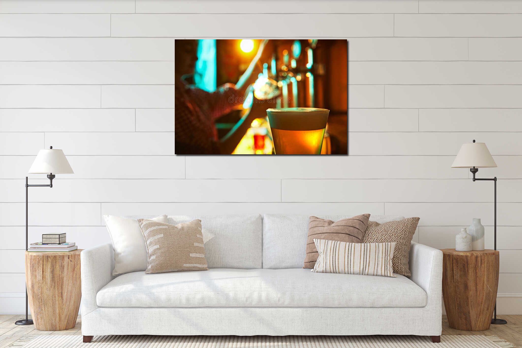 Canvas hanging interior mockup