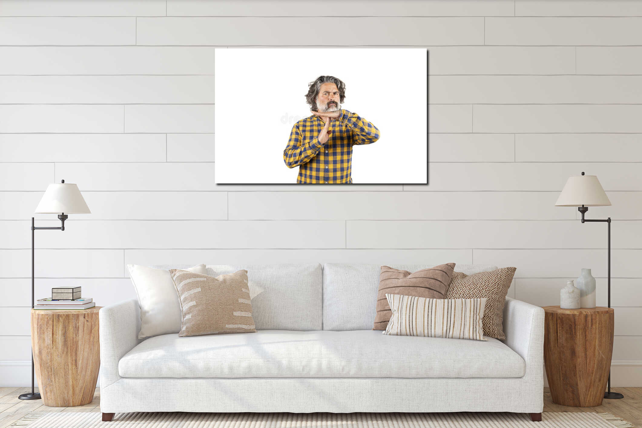 Canvas hanging interior mockup