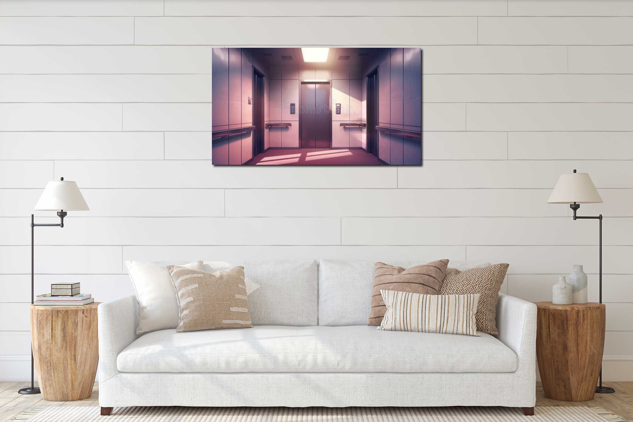 Canvas hanging interior mockup
