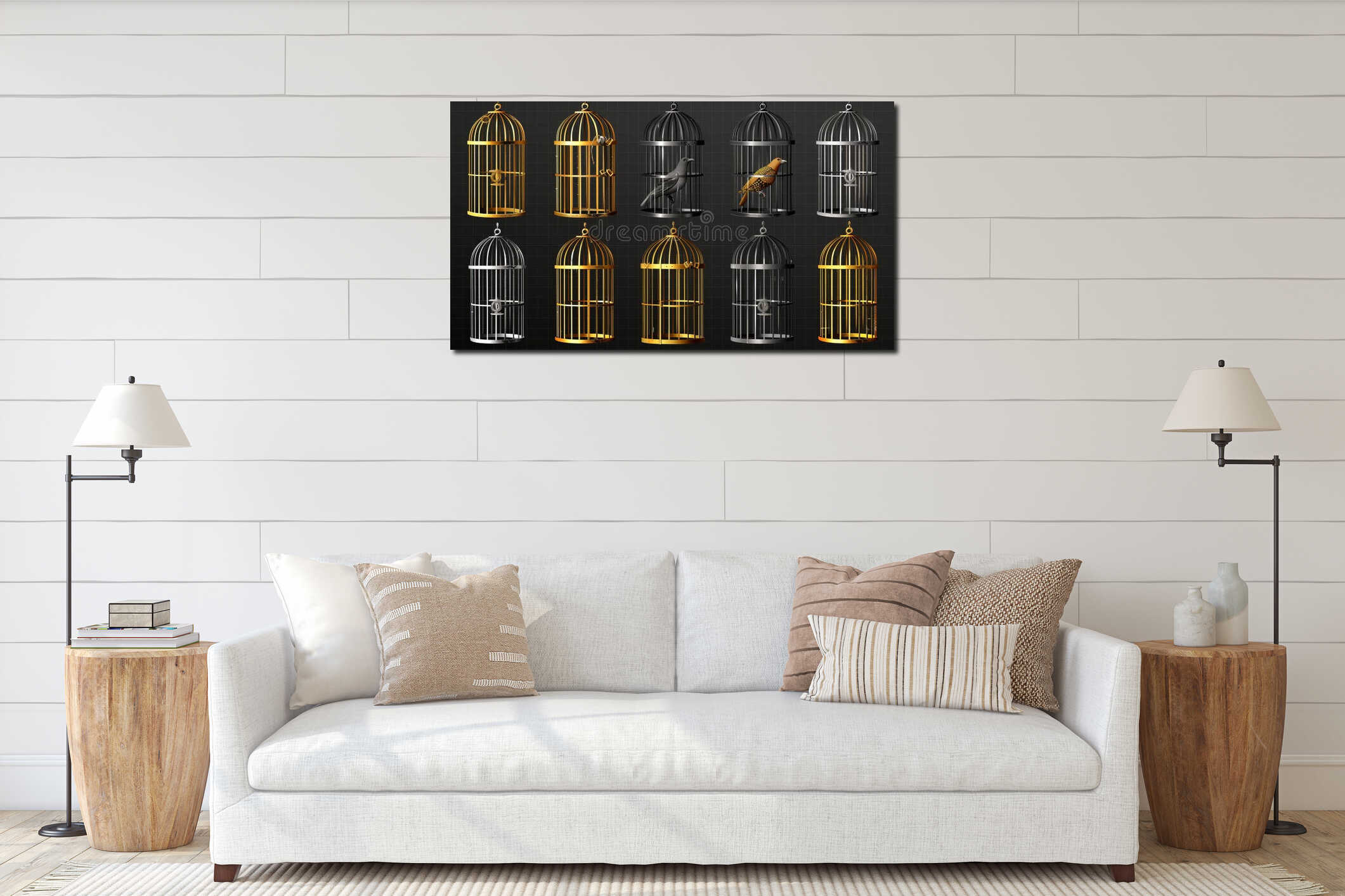 Canvas hanging interior mockup