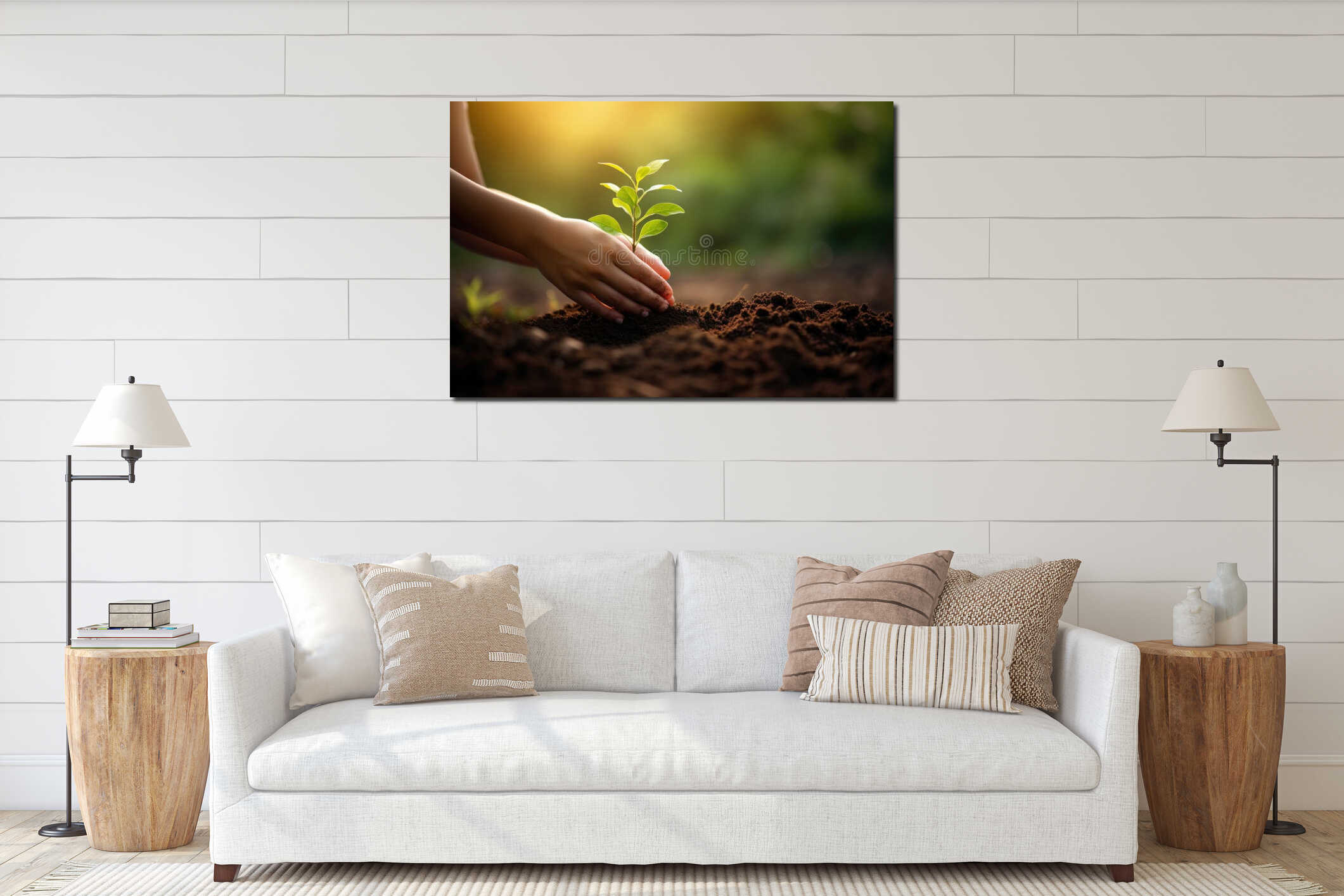 Canvas hanging interior mockup