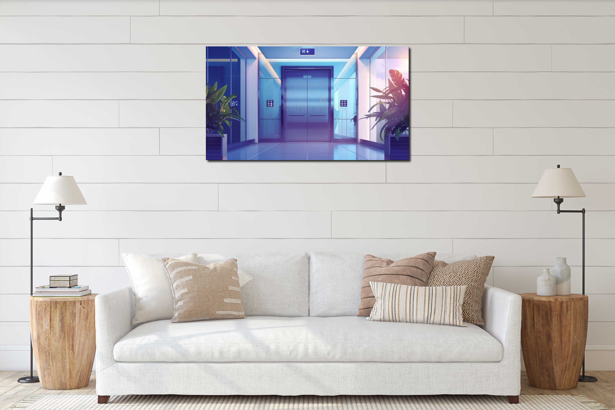 Canvas hanging interior mockup