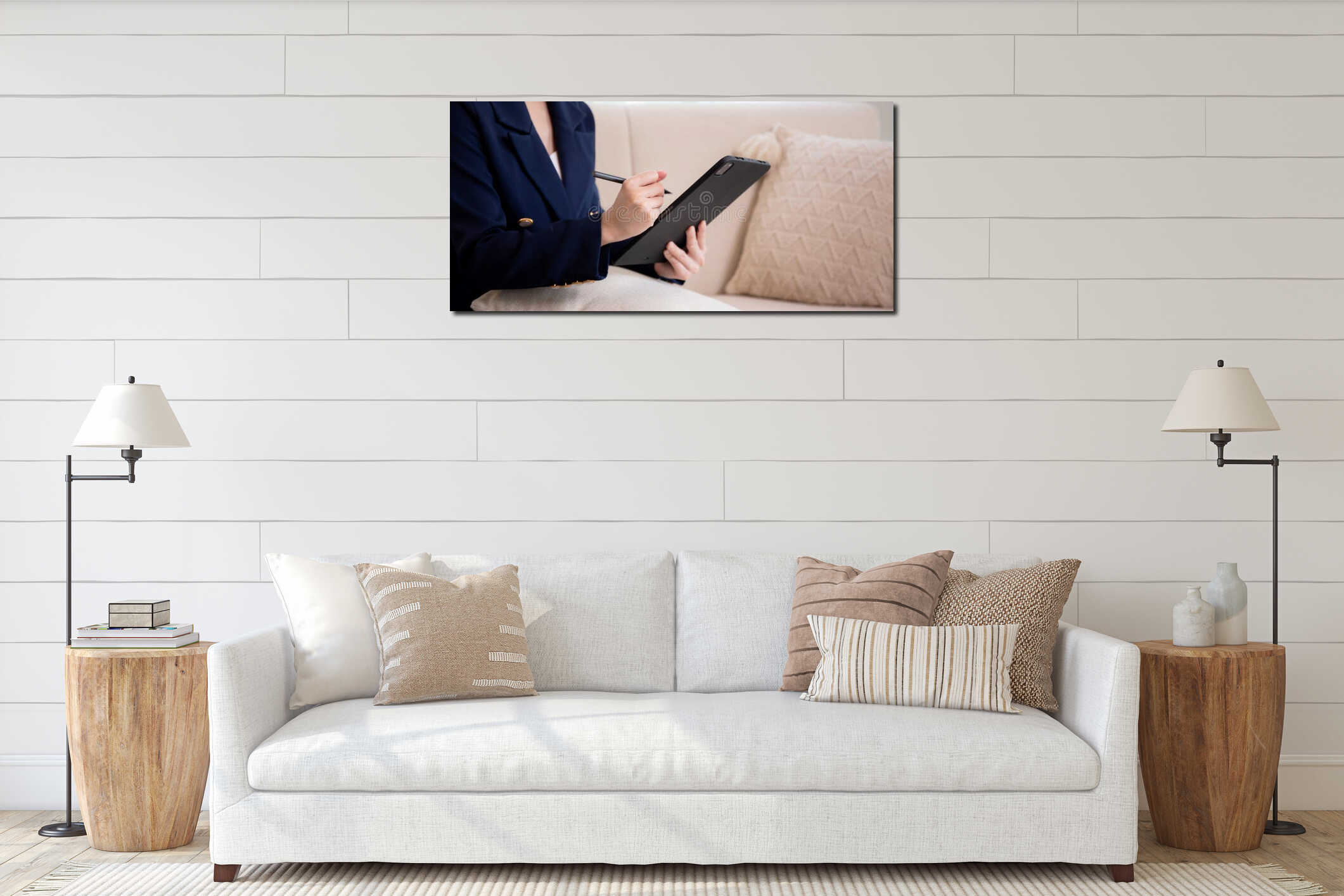 Canvas hanging interior mockup