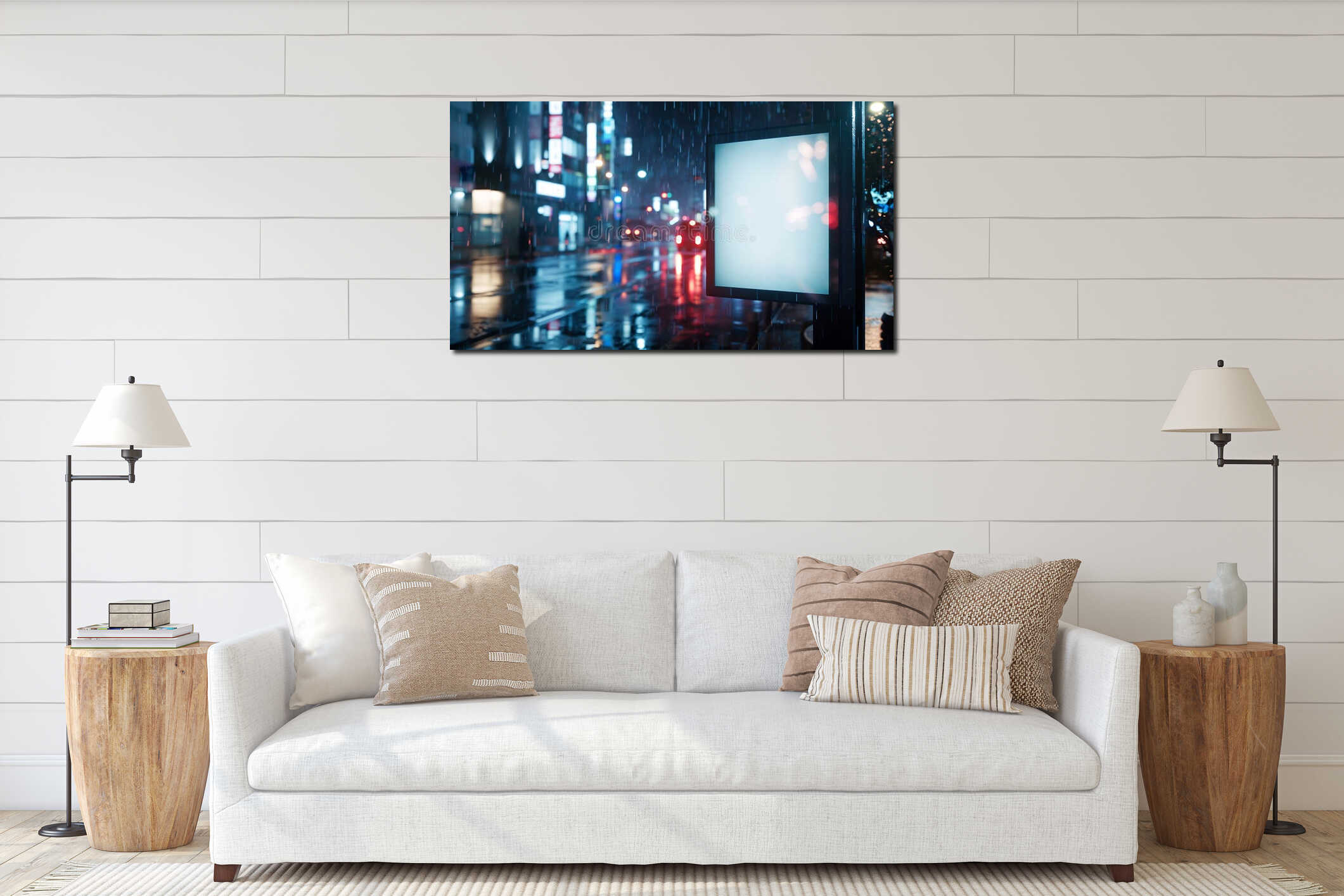 Canvas hanging interior mockup