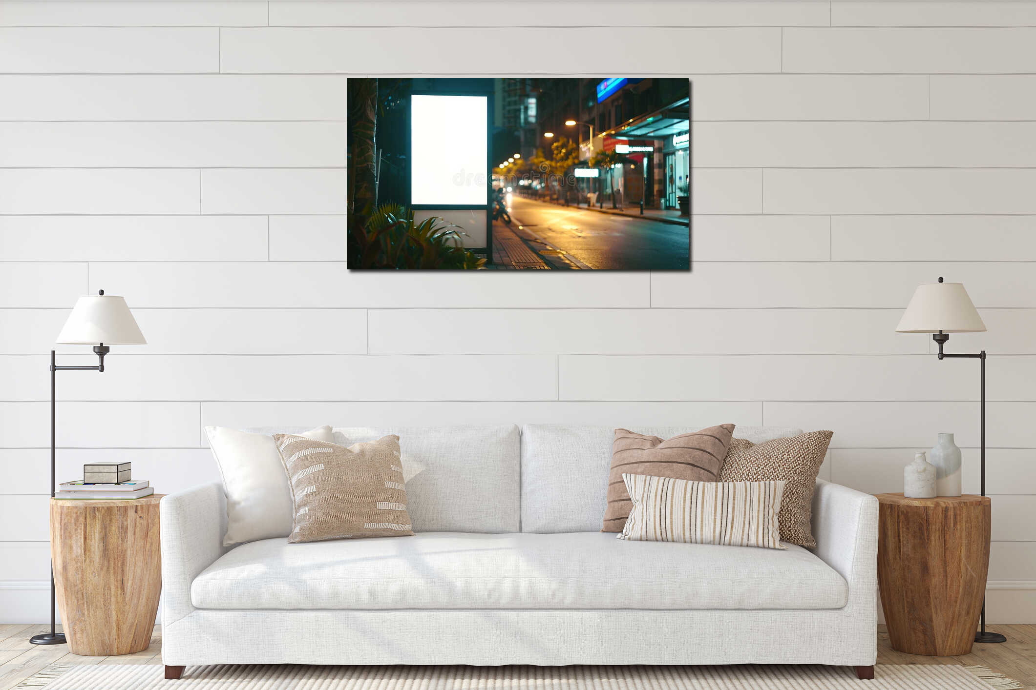 Canvas hanging interior mockup