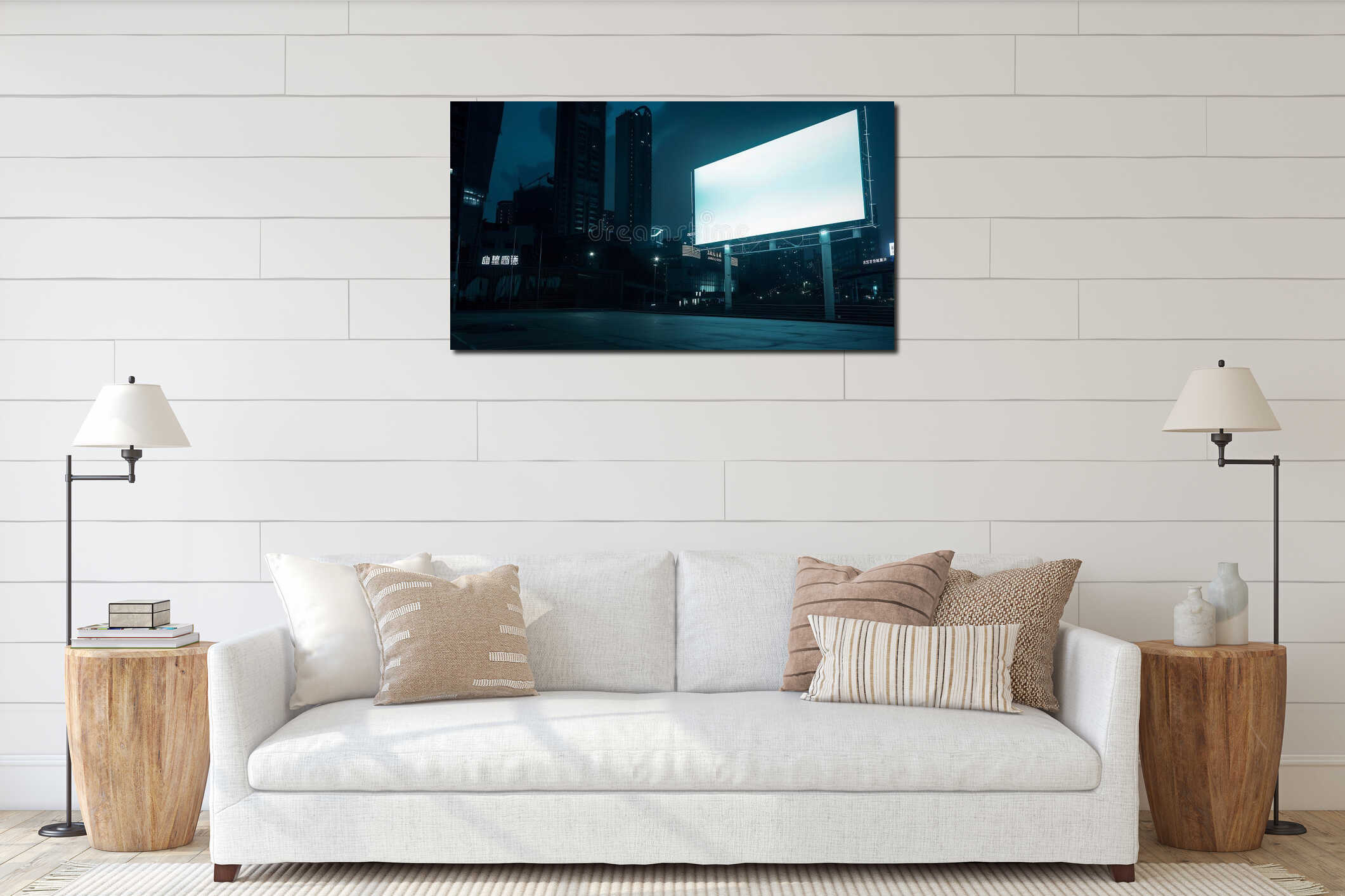Canvas hanging interior mockup