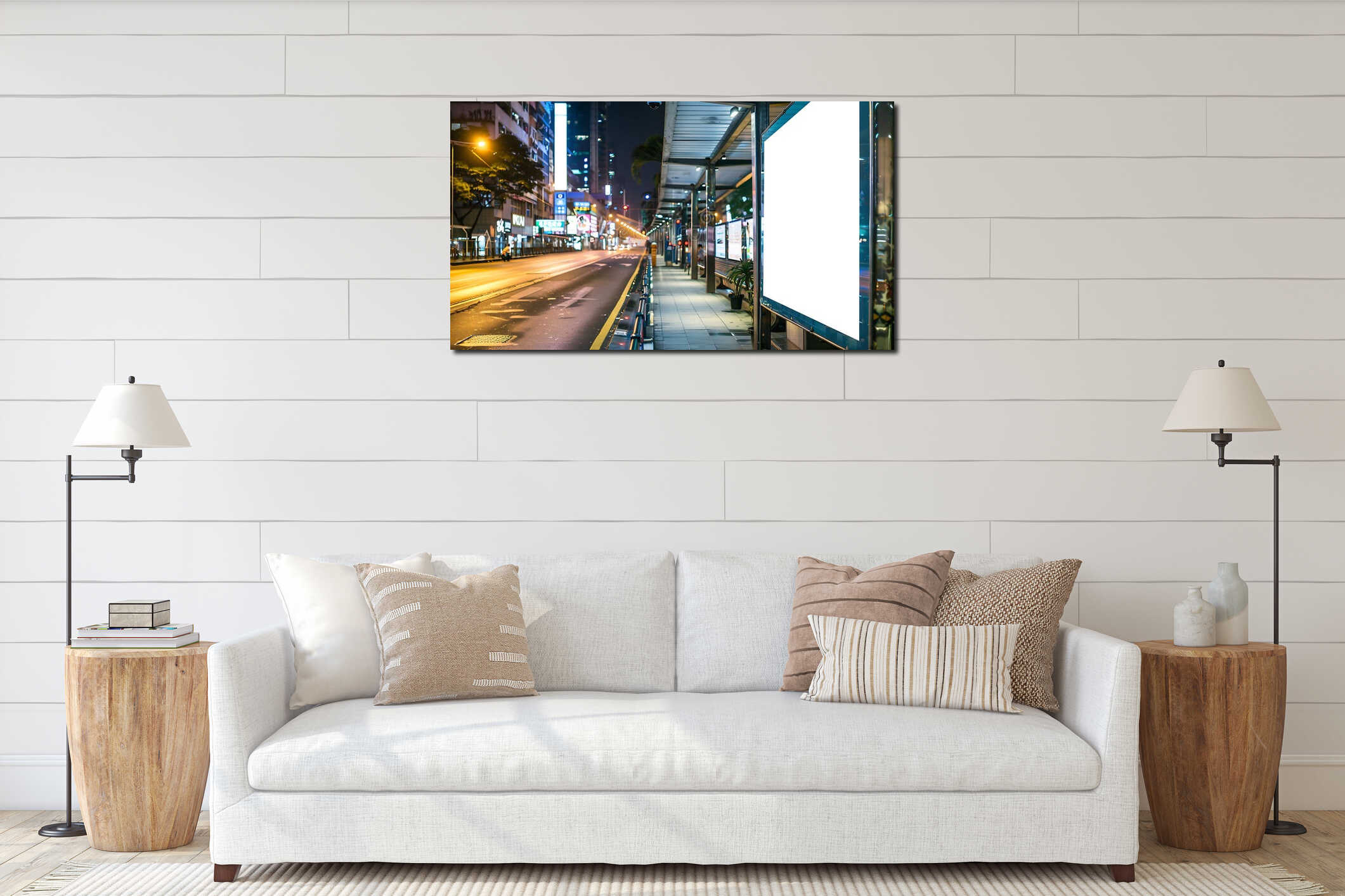 Canvas hanging interior mockup