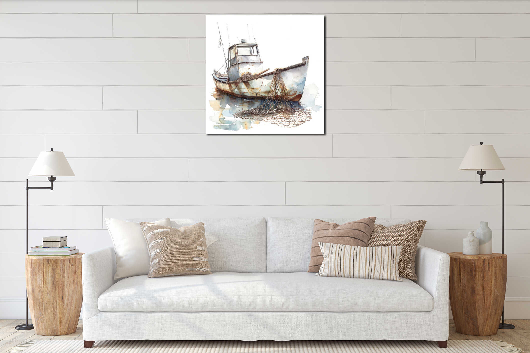 Canvas hanging interior mockup