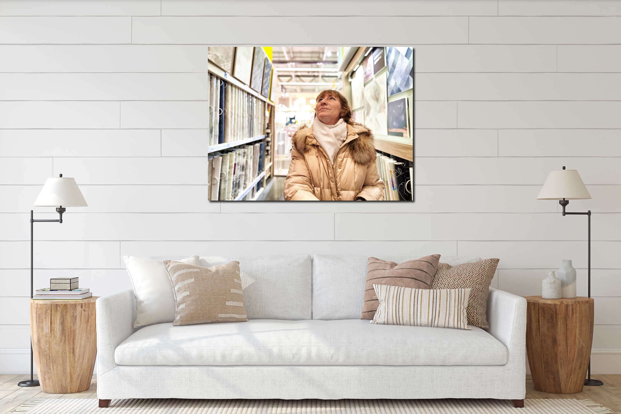 Canvas hanging interior mockup