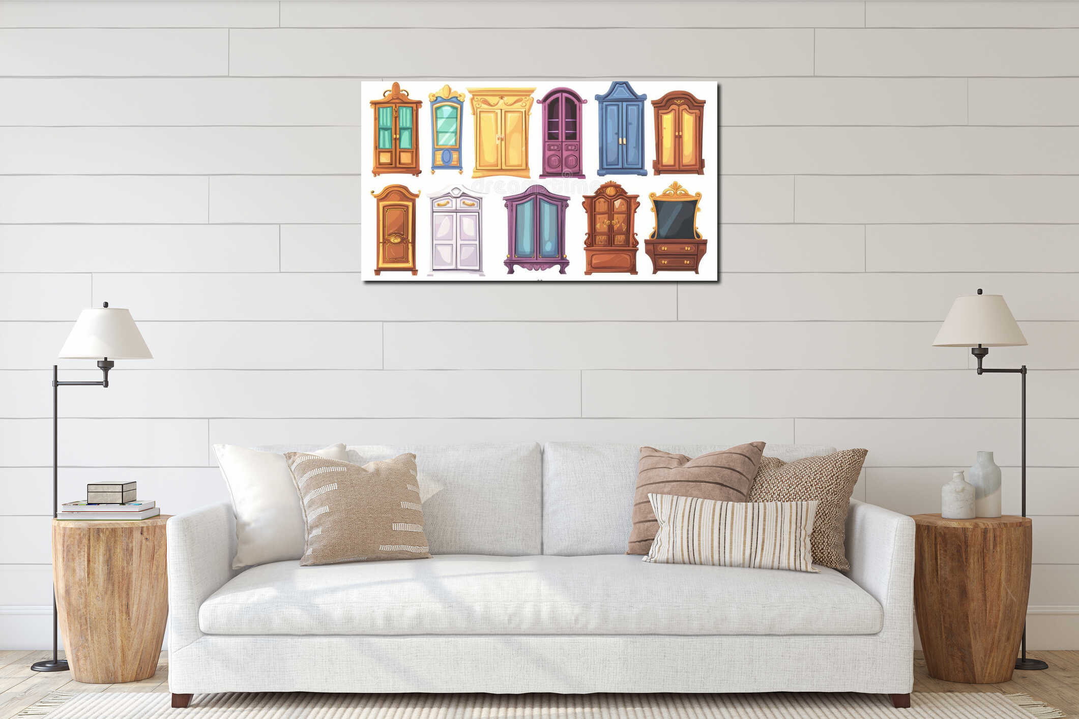 Canvas hanging interior mockup