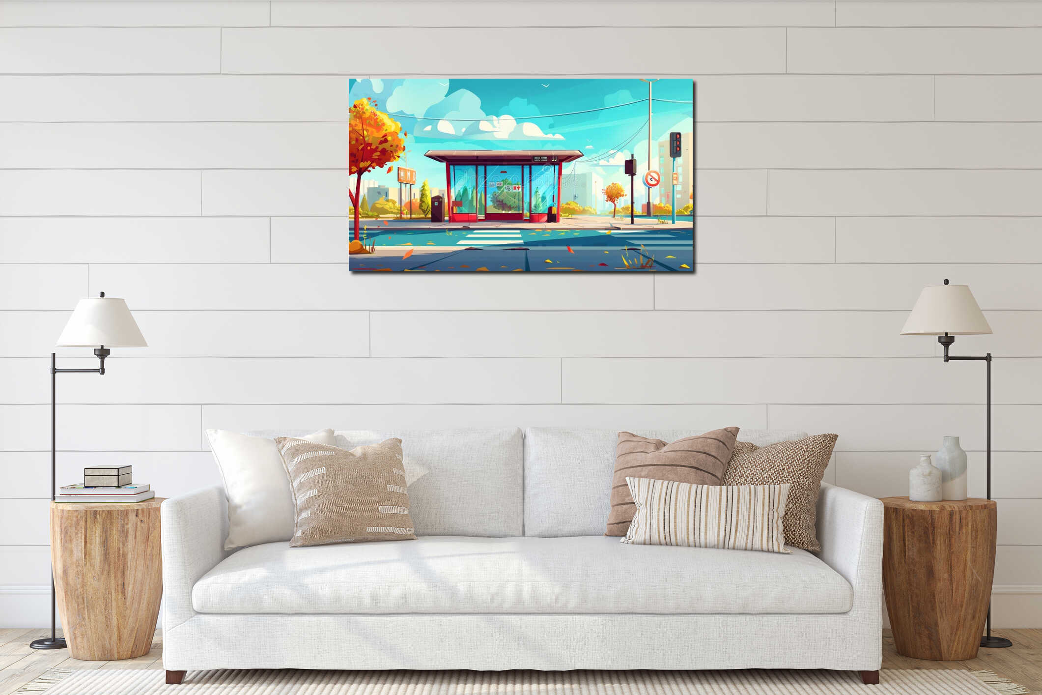 Canvas hanging interior mockup