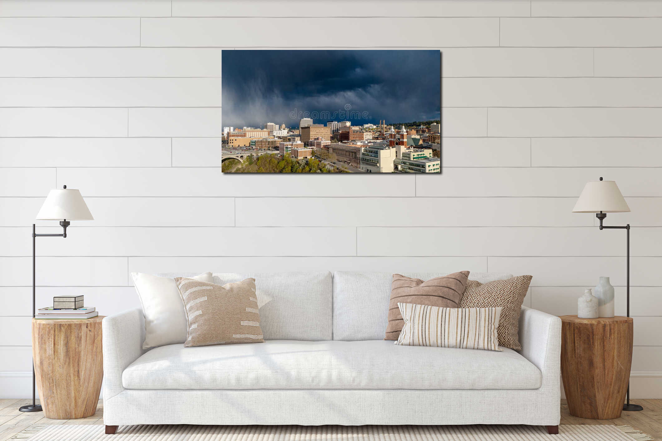 Canvas hanging interior mockup