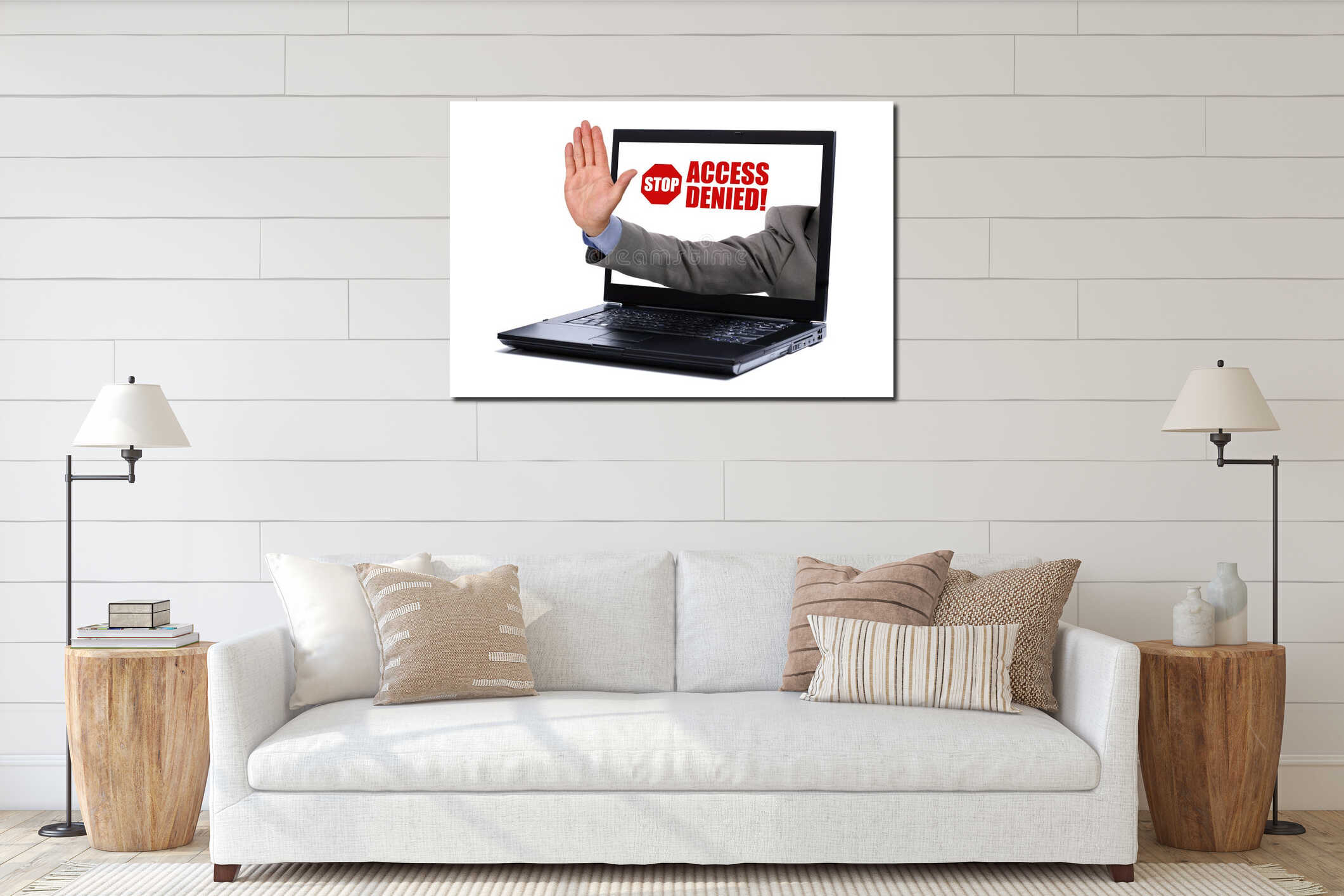 Canvas hanging interior mockup