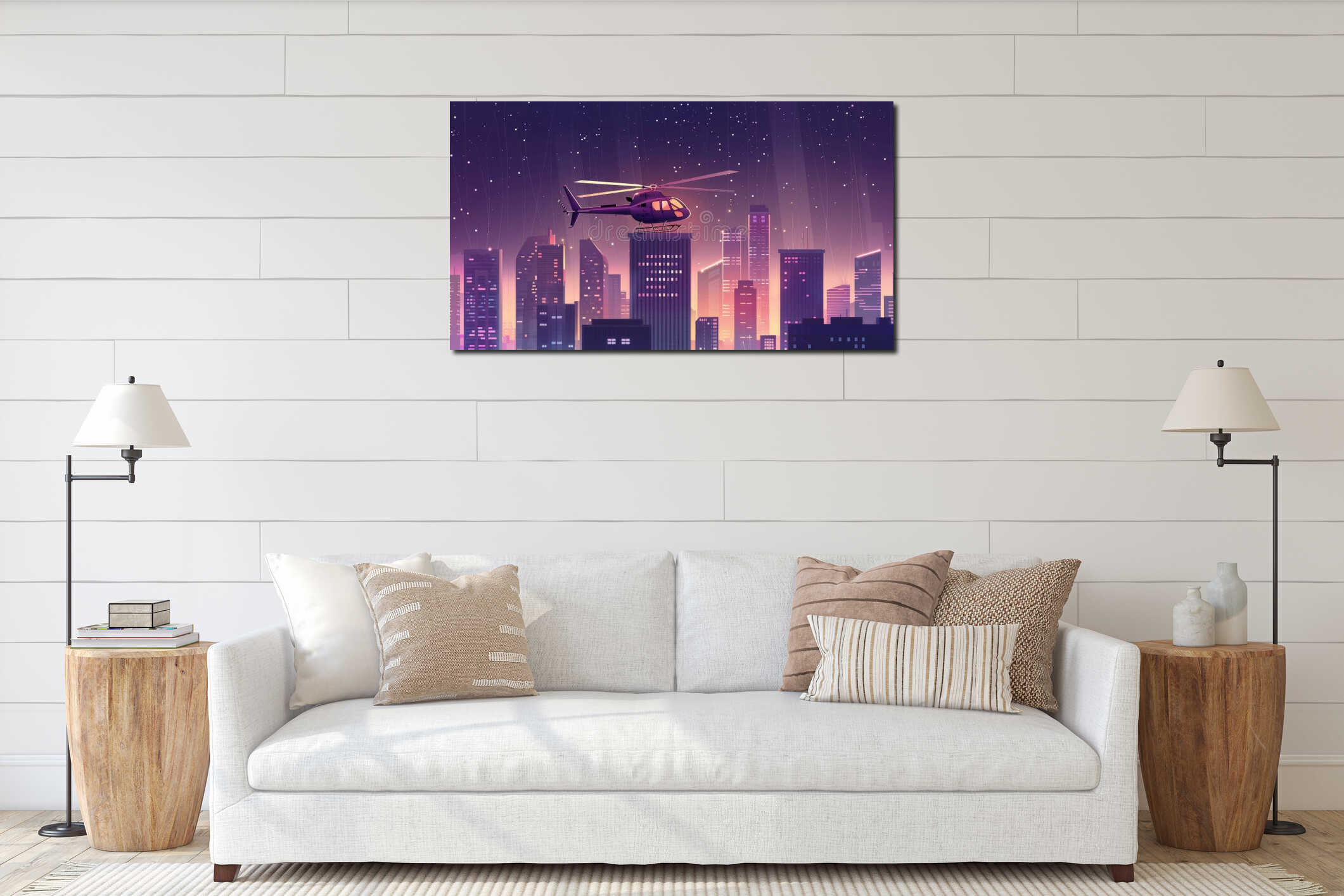 Canvas hanging interior mockup