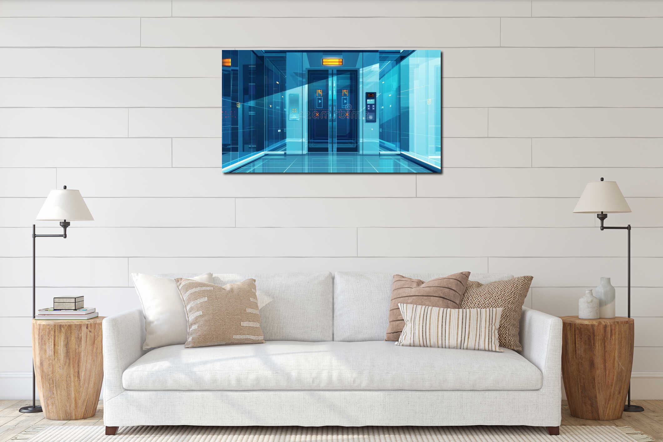 Canvas hanging interior mockup
