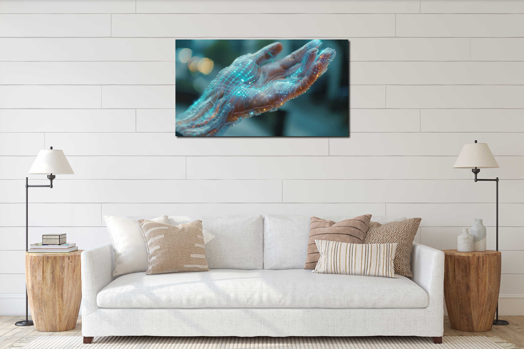 Canvas hanging interior mockup