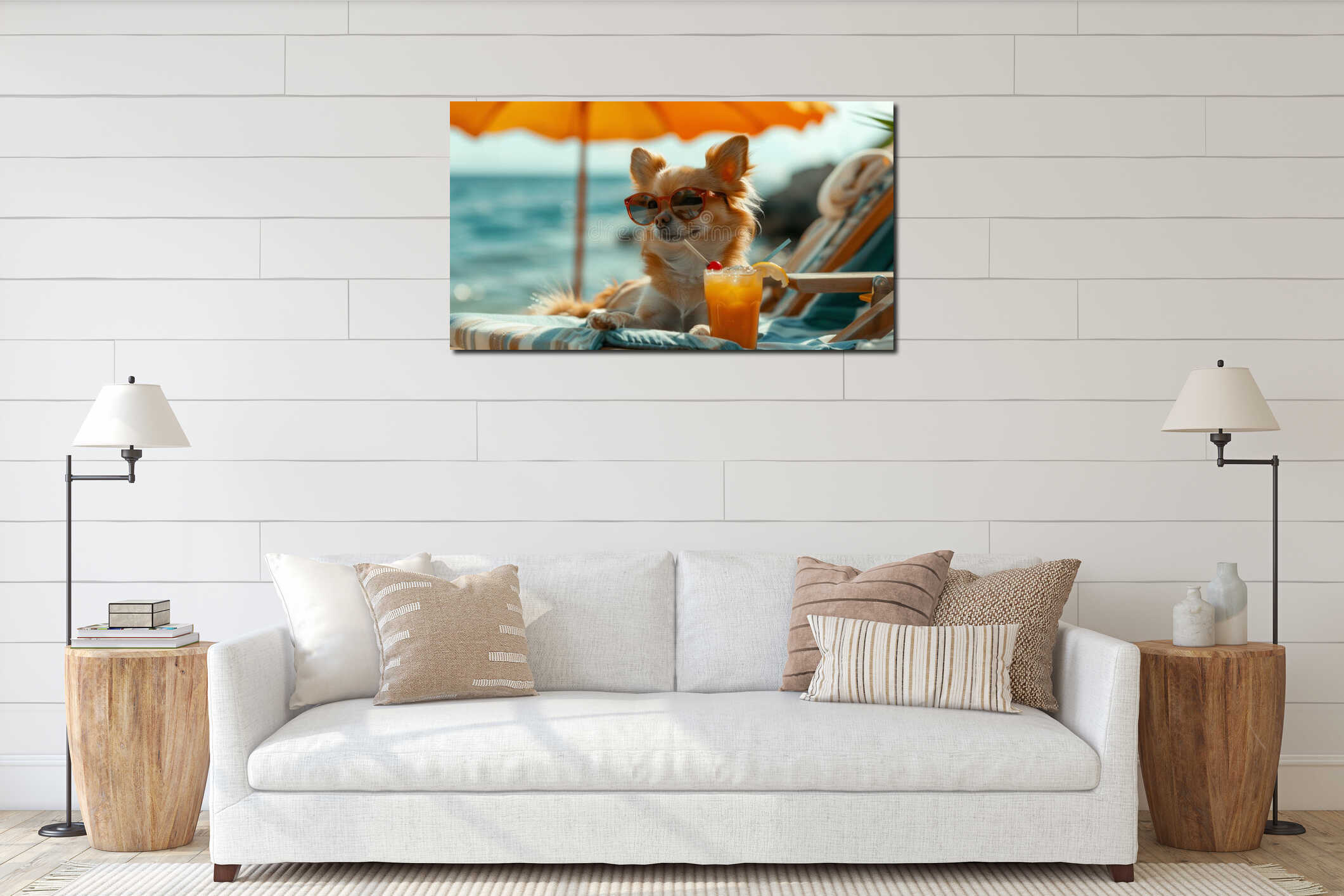Canvas hanging interior mockup