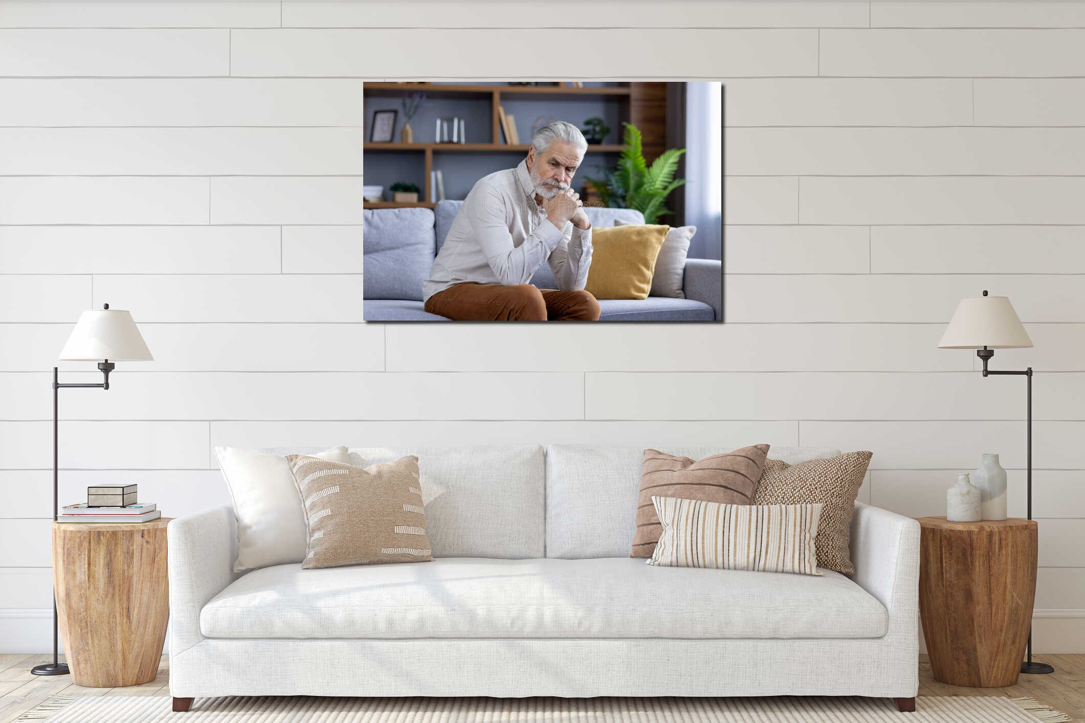 Canvas hanging interior mockup