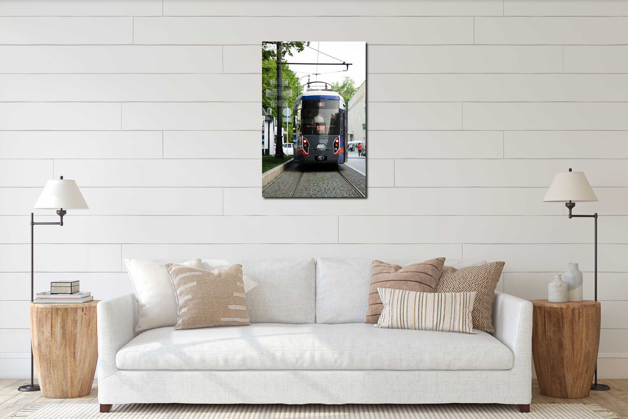 Canvas hanging interior mockup