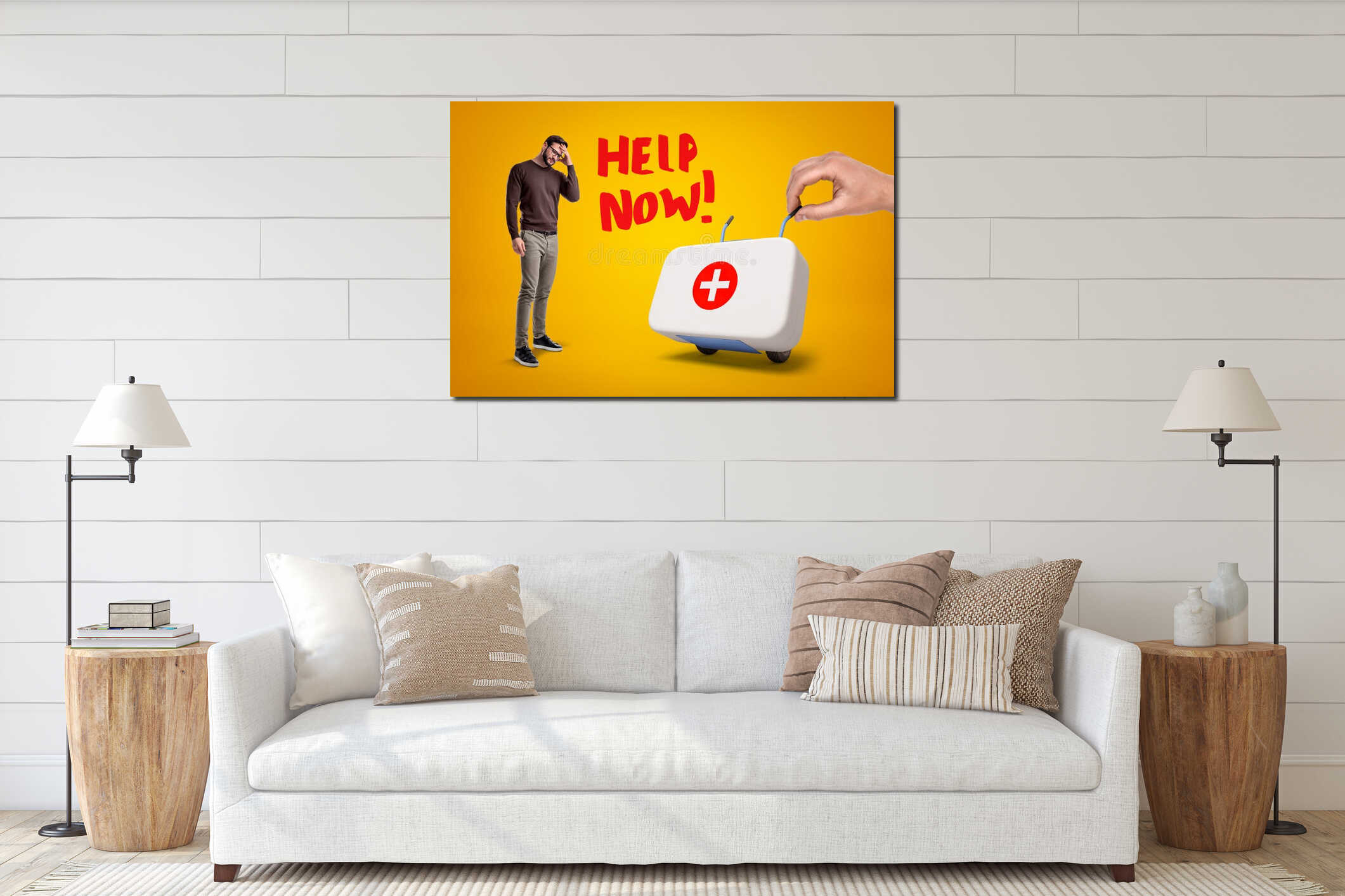 Canvas hanging interior mockup