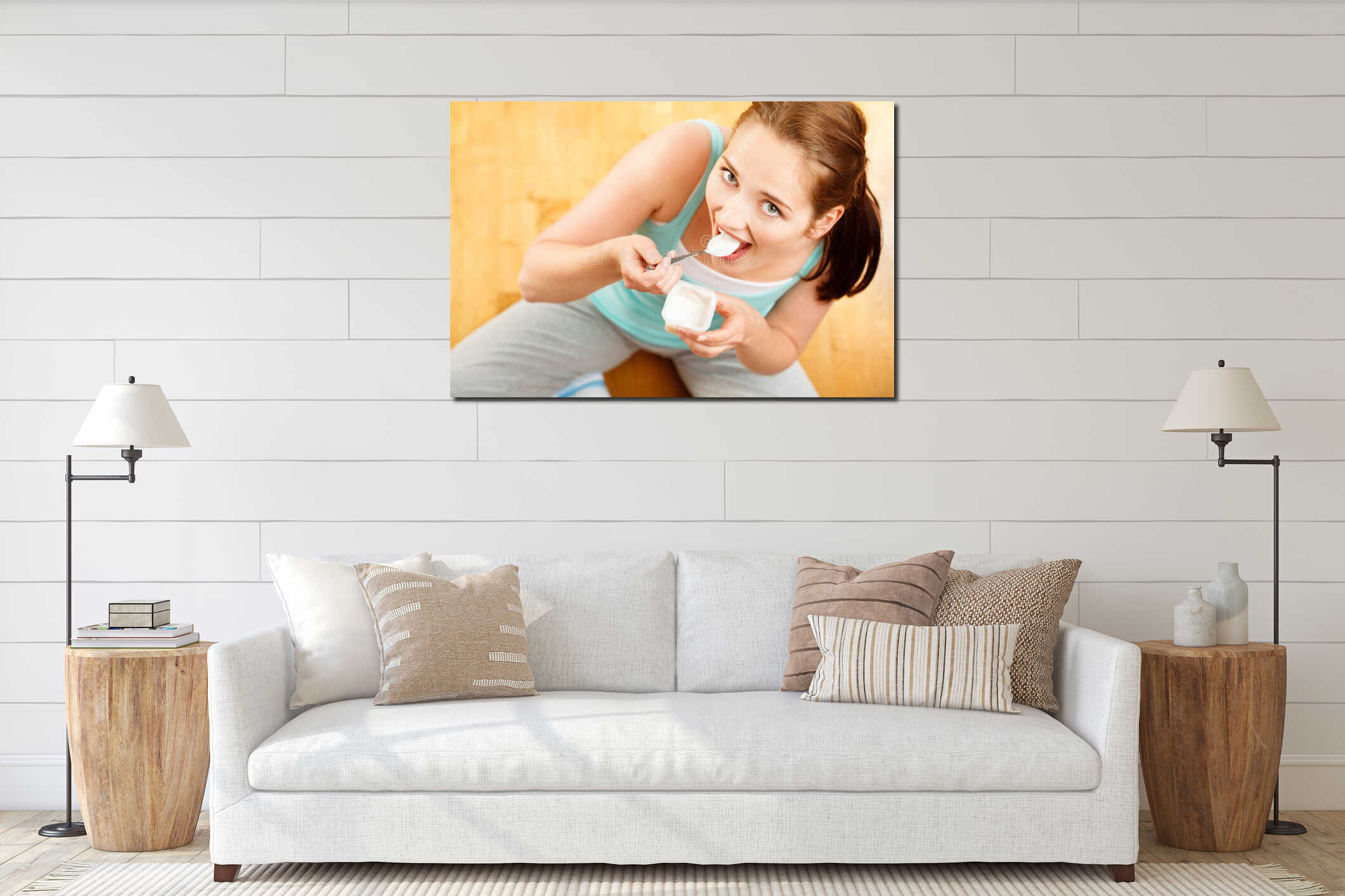 Canvas hanging interior mockup
