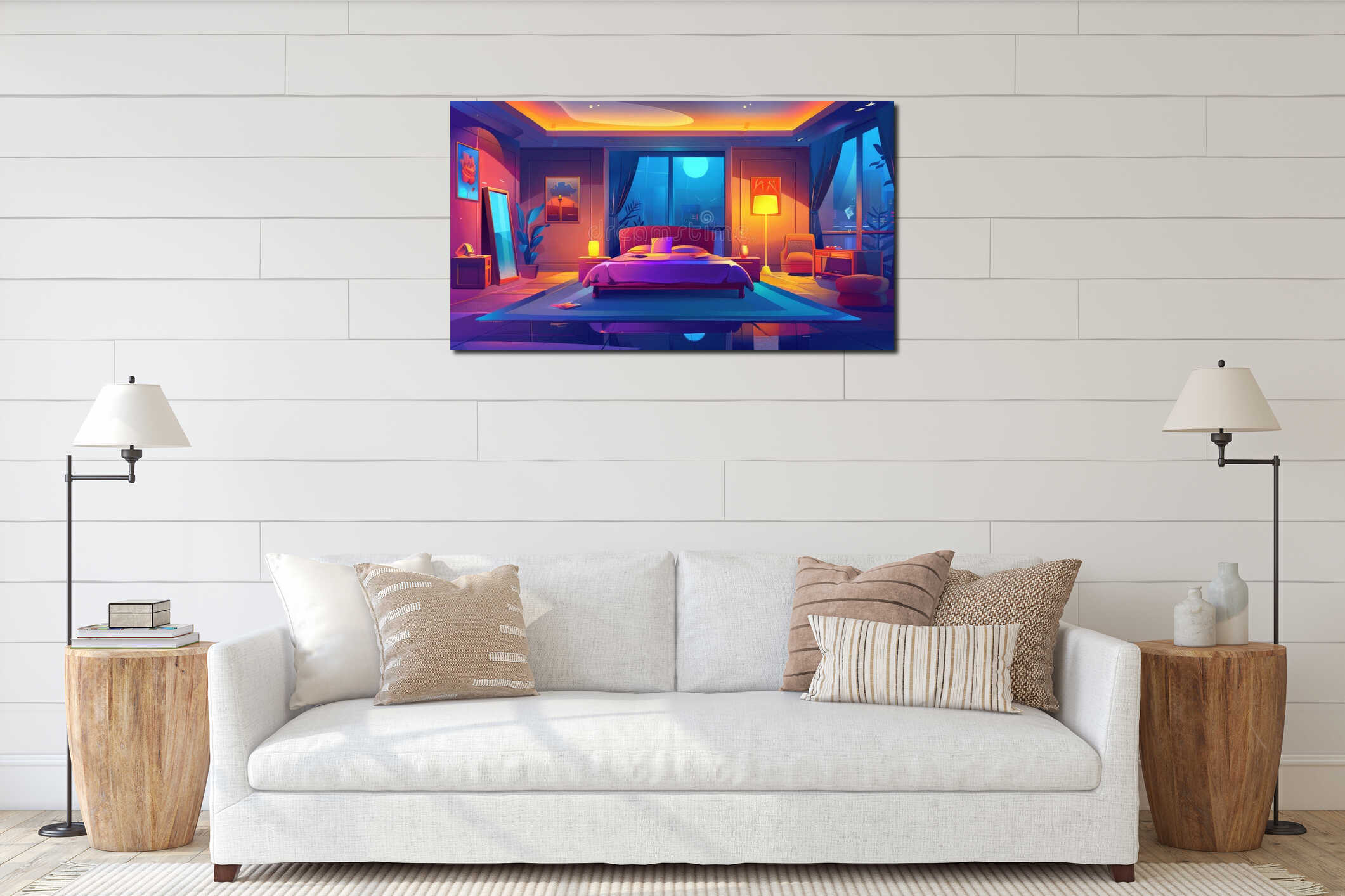 Canvas hanging interior mockup