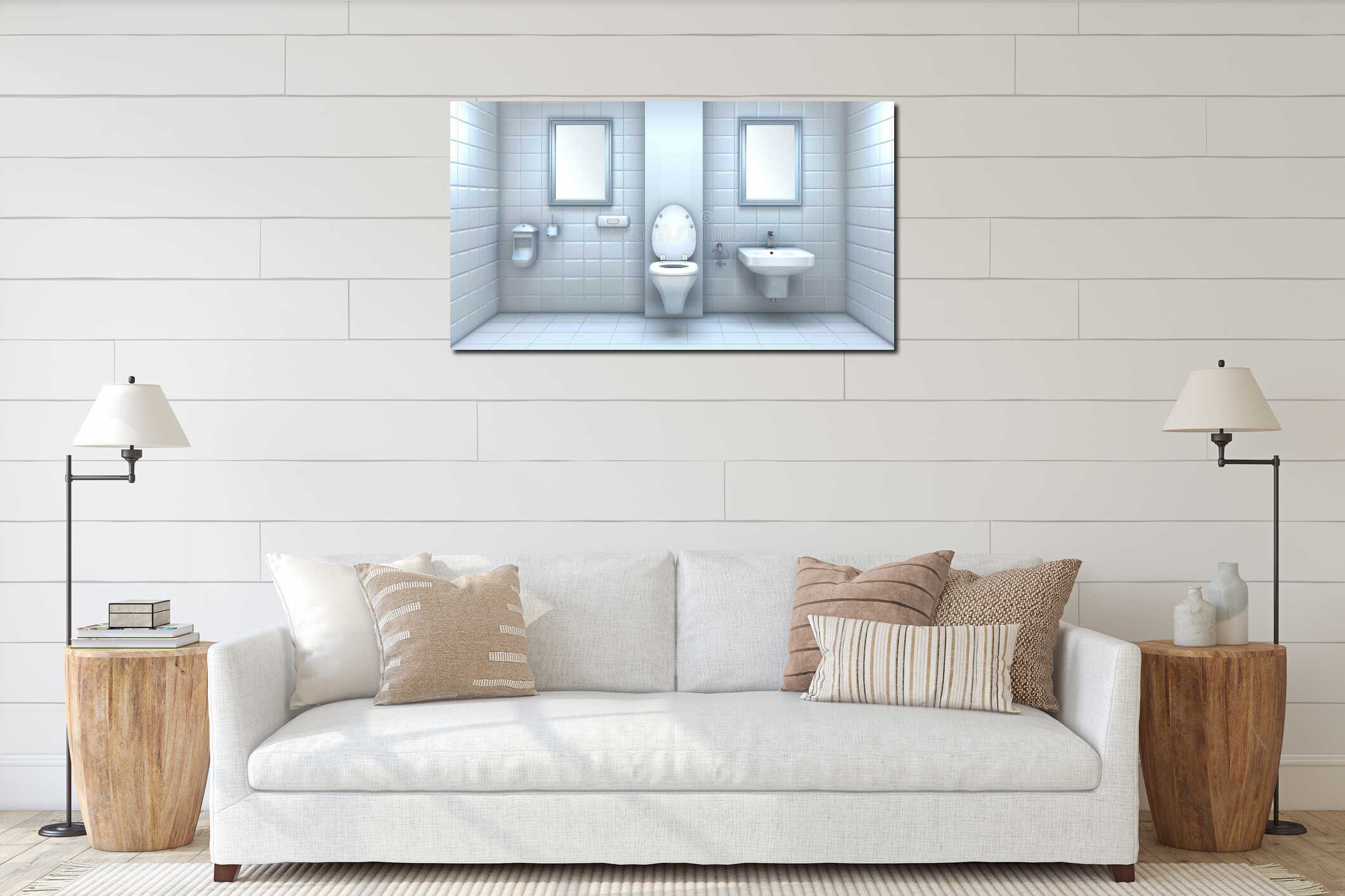Canvas hanging interior mockup