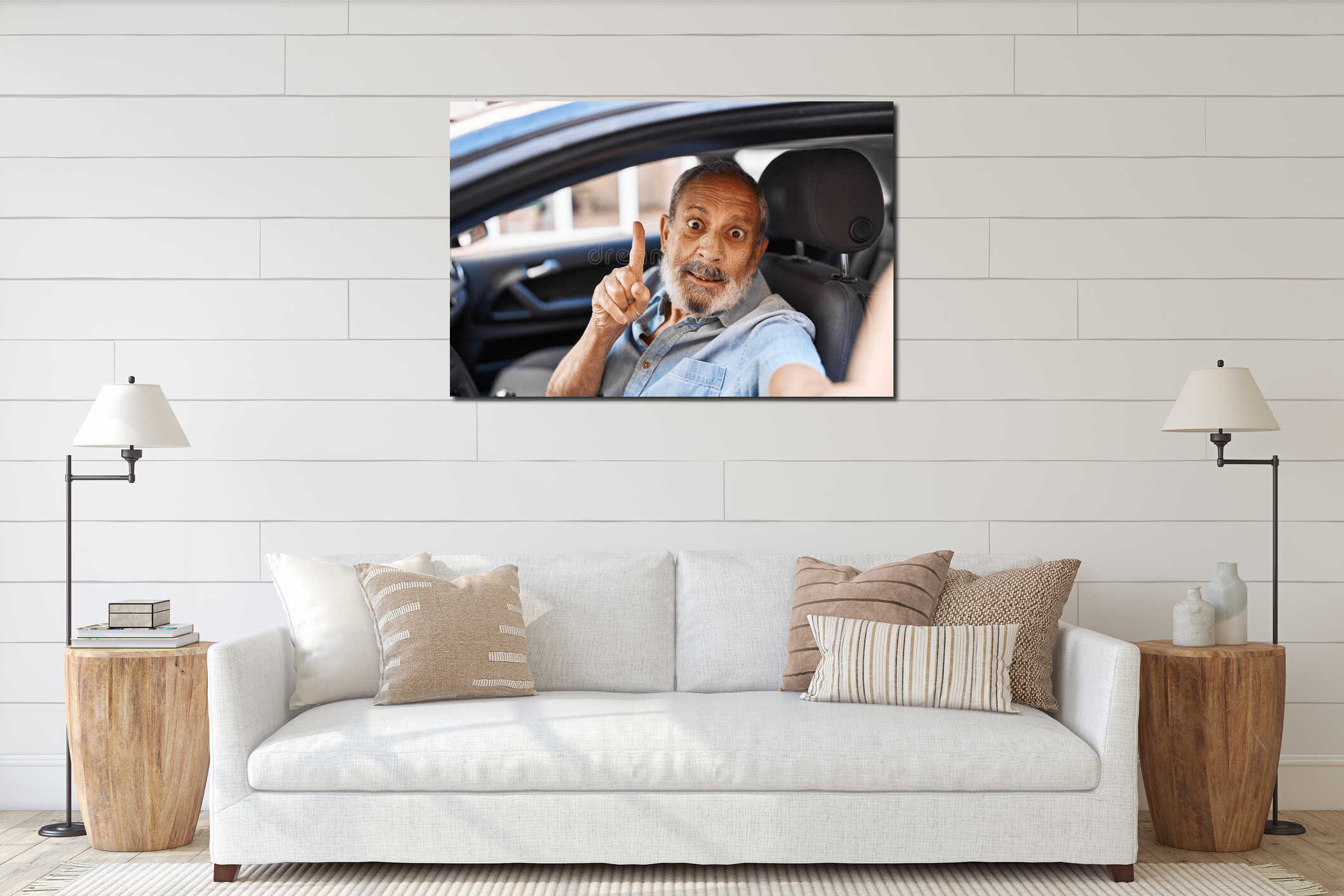 Canvas hanging interior mockup