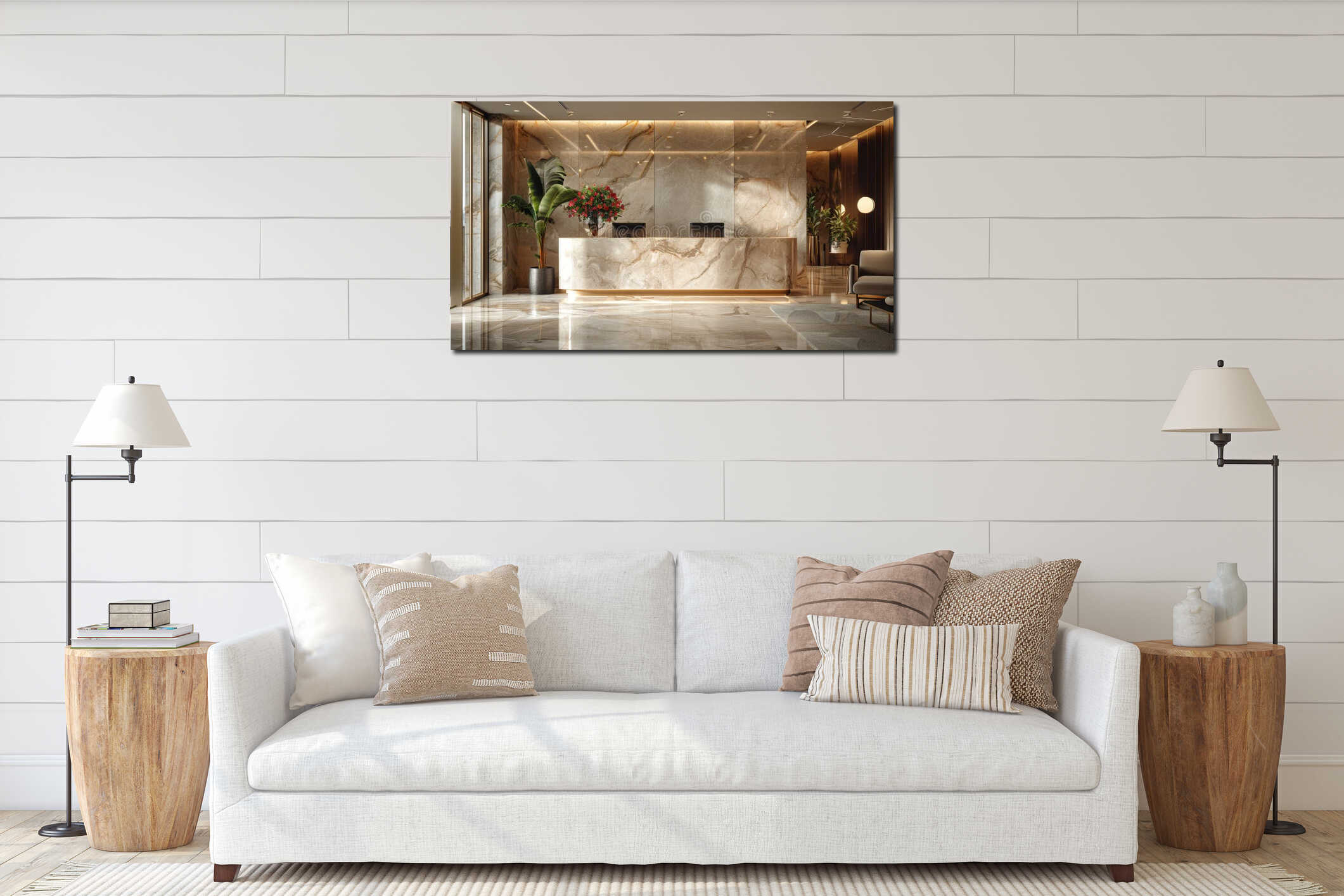 Canvas hanging interior mockup