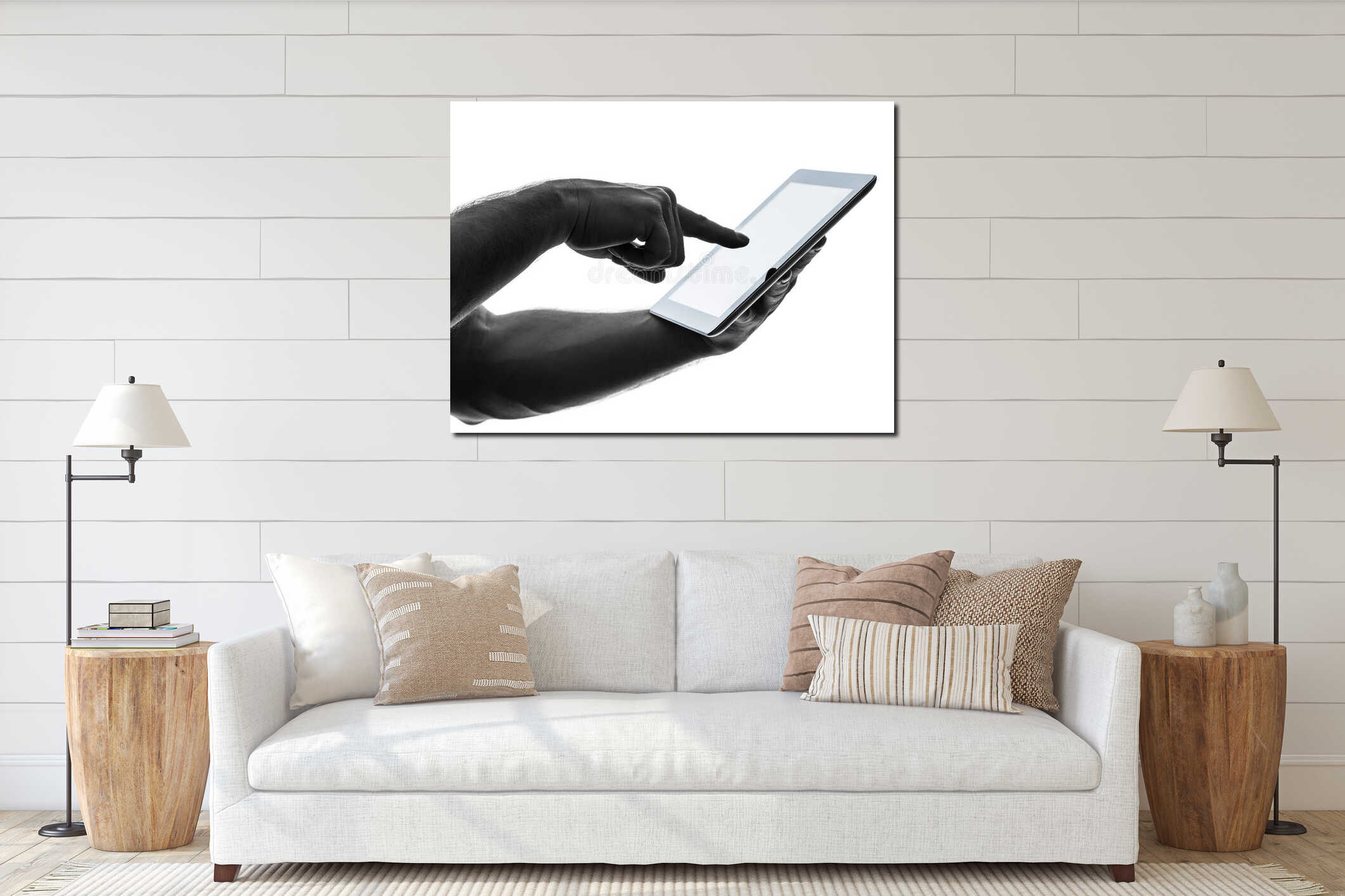 Canvas hanging interior mockup