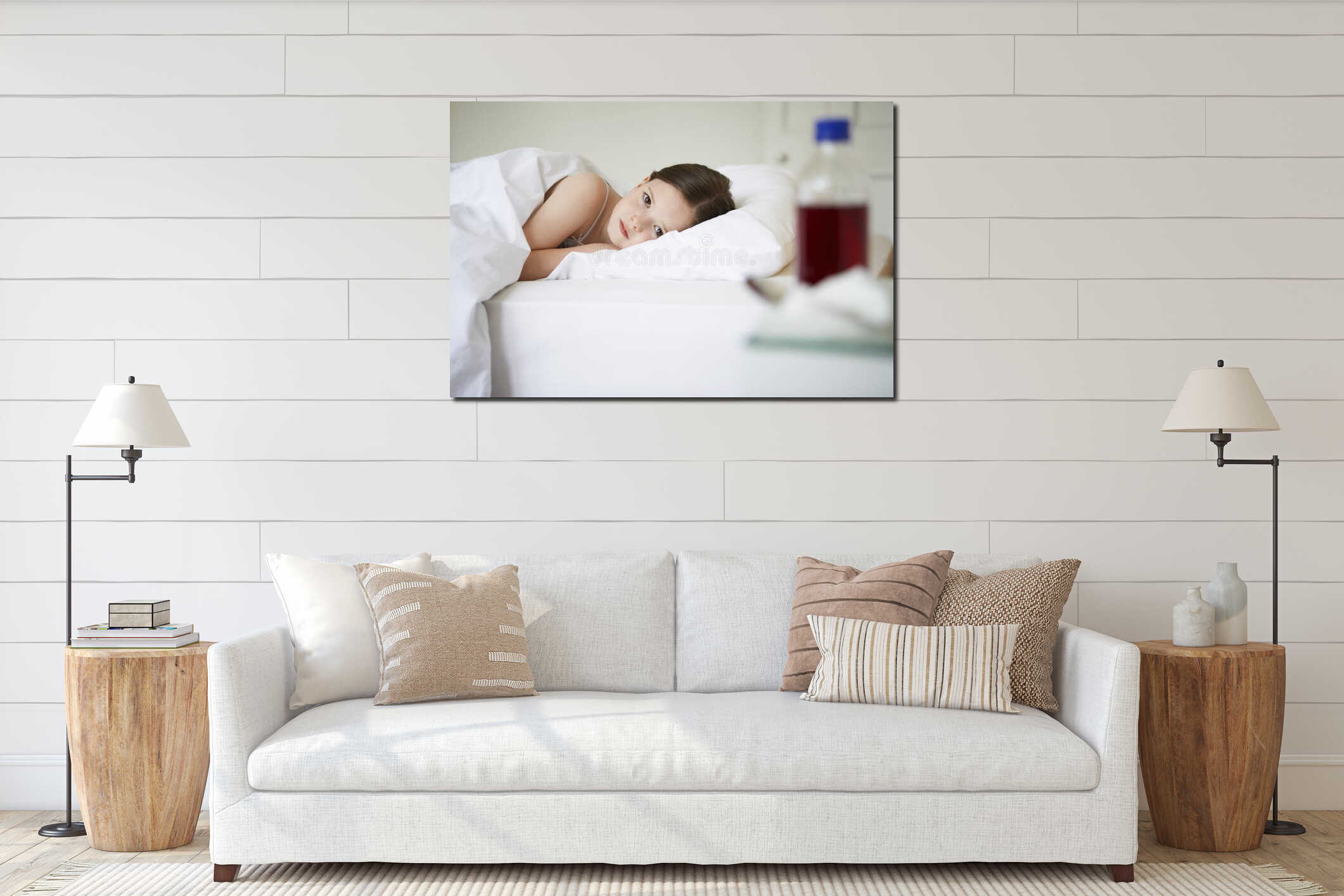 Canvas hanging interior mockup