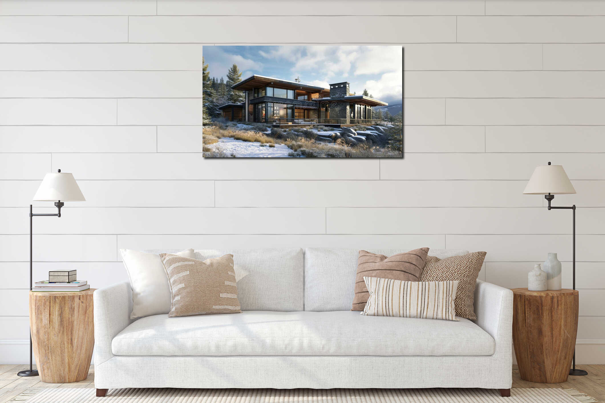 Canvas hanging interior mockup