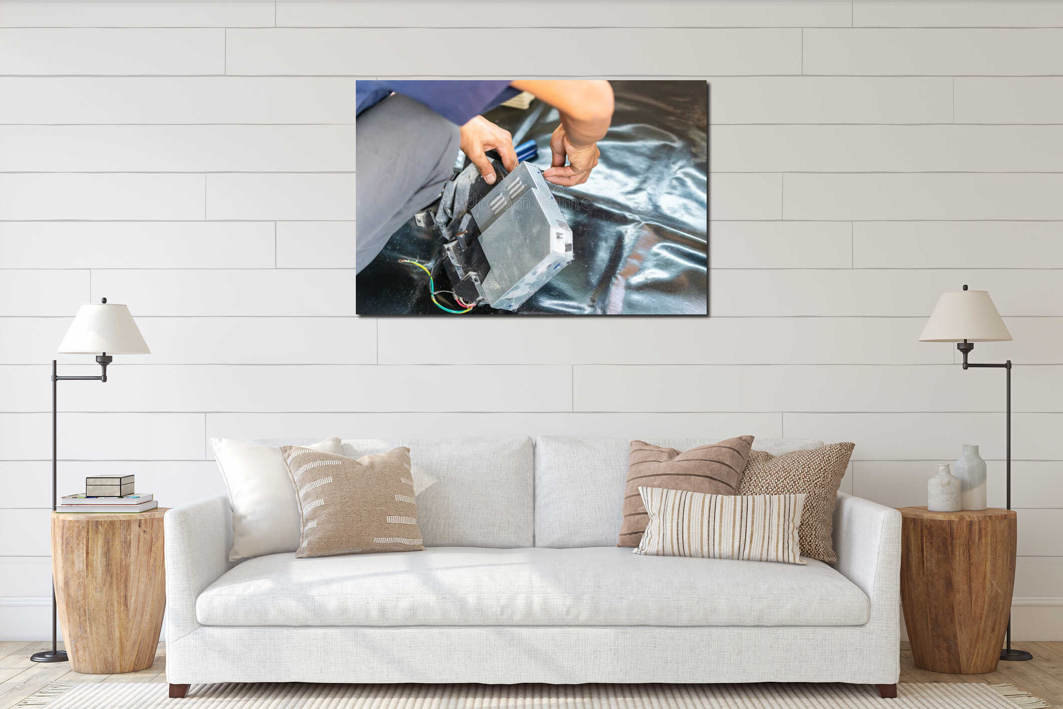 Canvas hanging interior mockup
