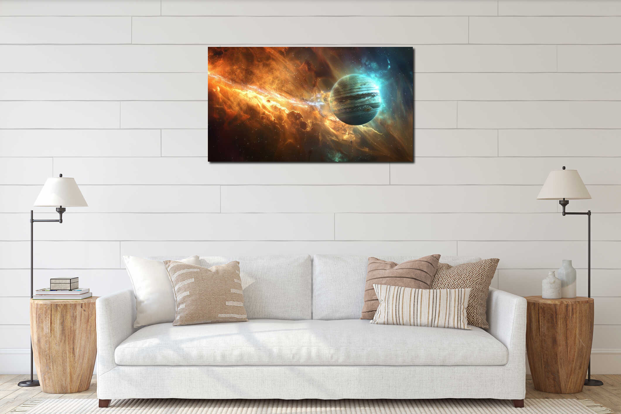 Canvas hanging interior mockup