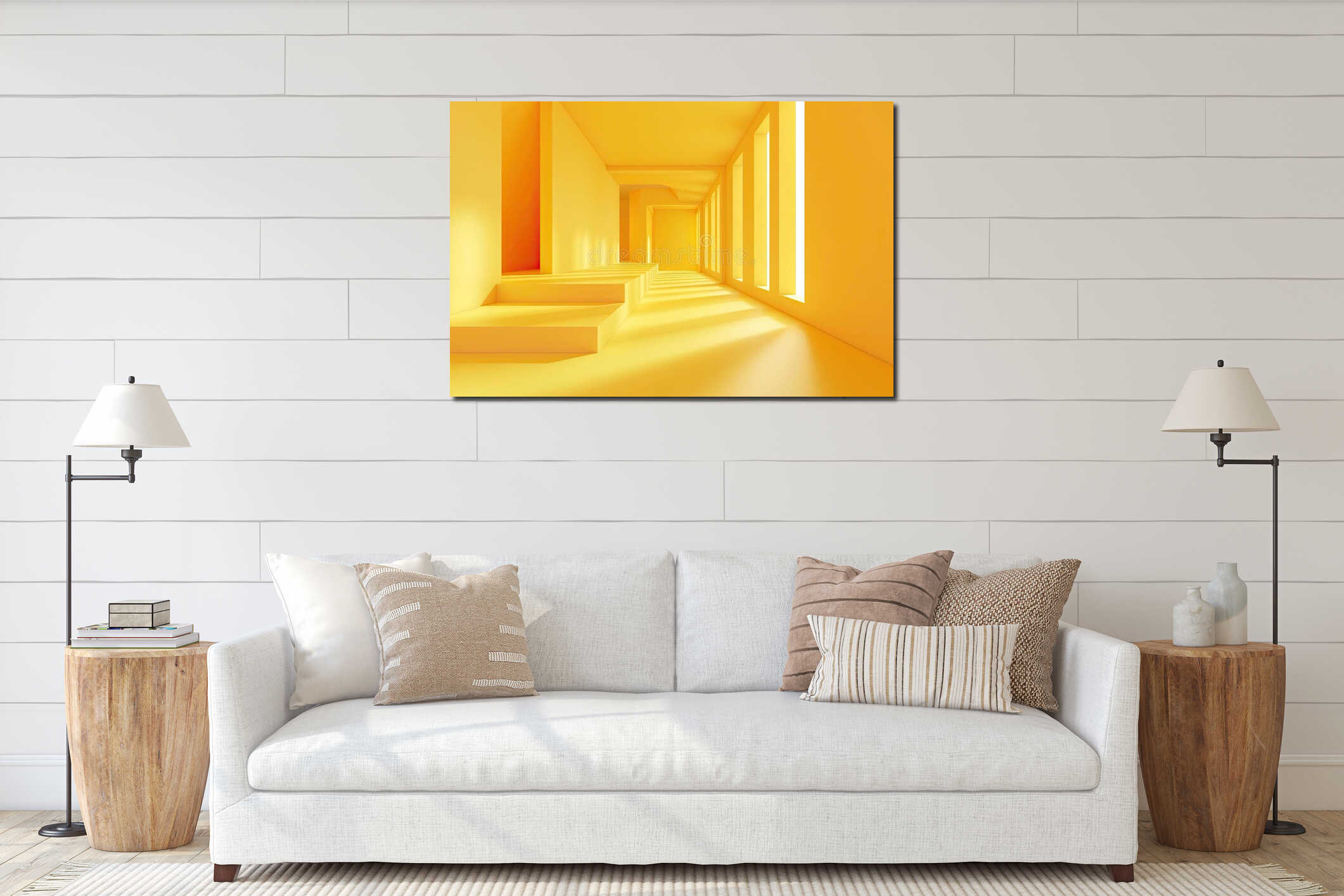 Canvas hanging interior mockup