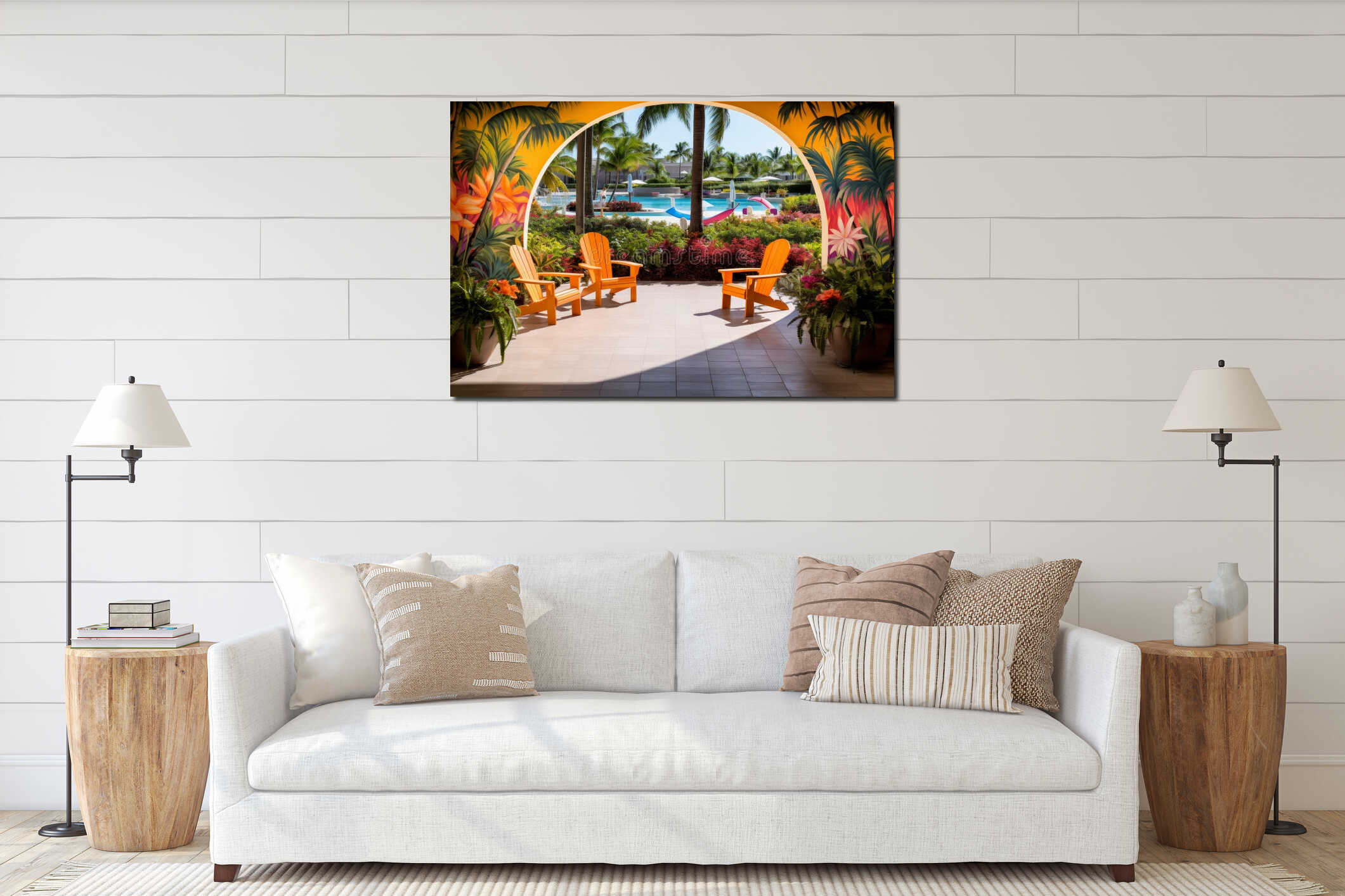 Canvas hanging interior mockup