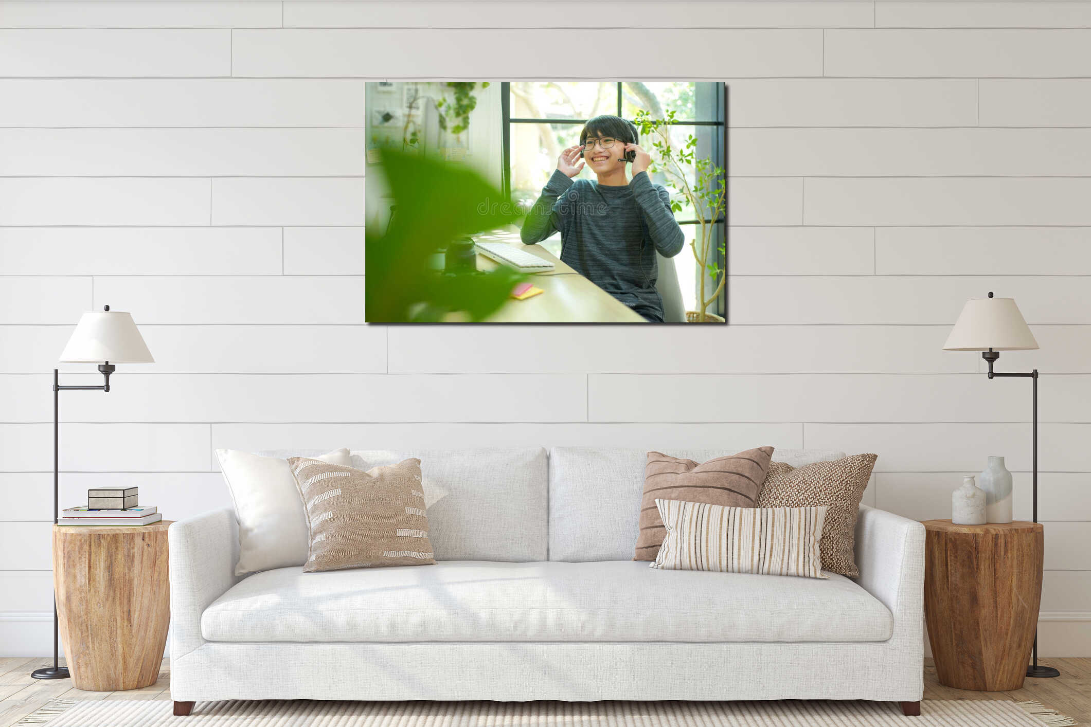 Canvas hanging interior mockup